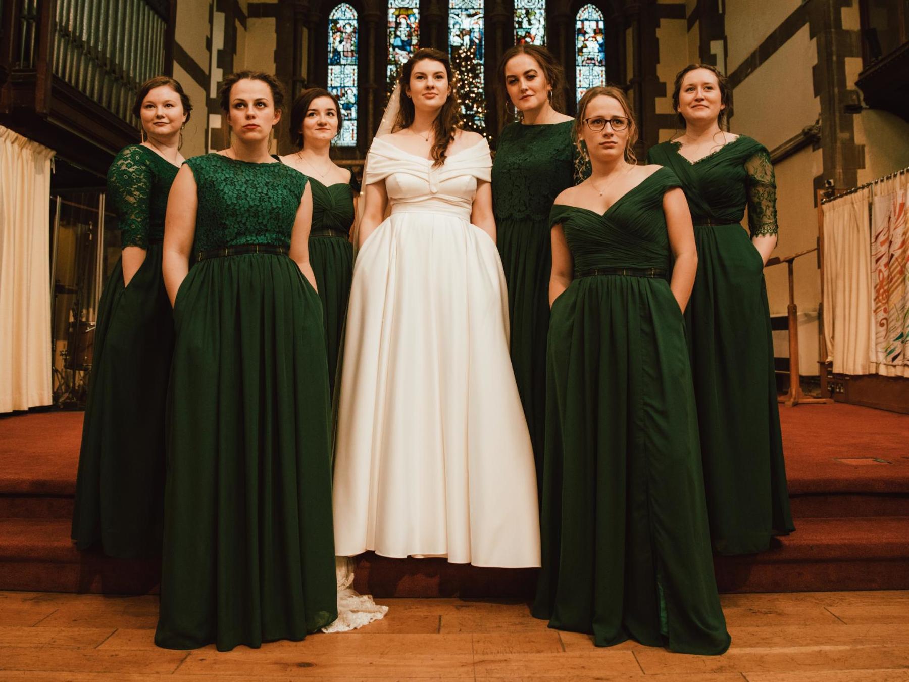 Eve Paterson with her bridesmaids on her wedding day