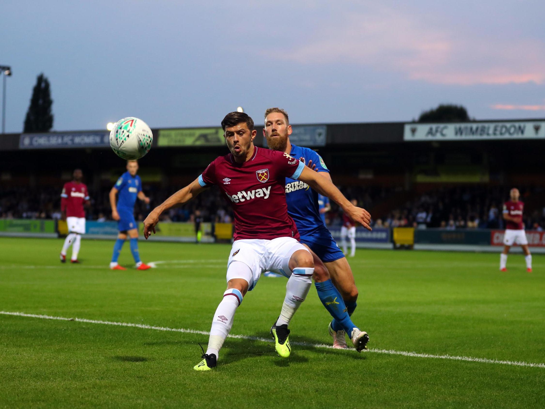 Aaron Cresswell defends for West Ham