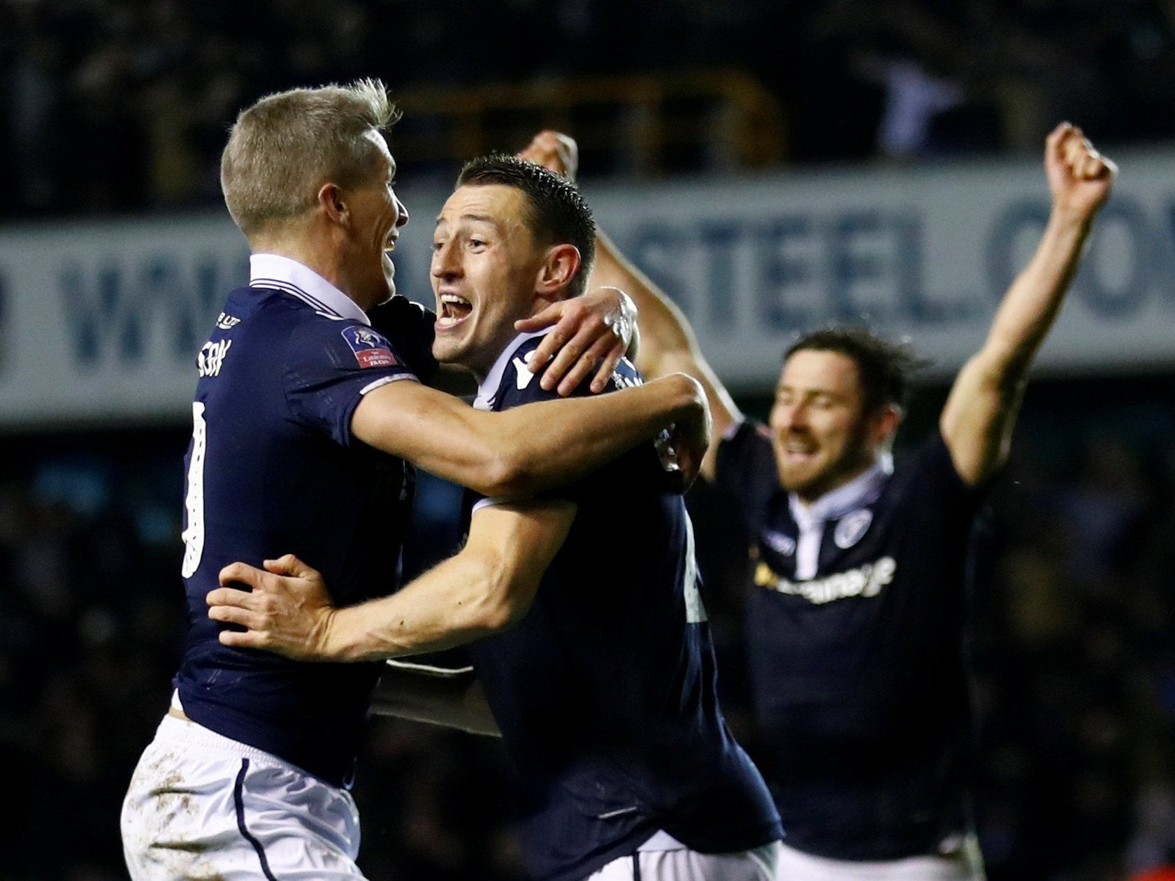 Murray Wallace celebrates scoring Millwall's dramatic winner