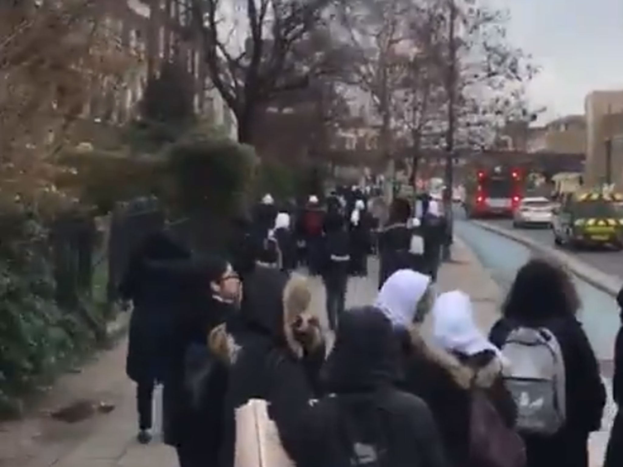 The man filmed a racist tirade while following schoolgirls down a road in Bow, east London