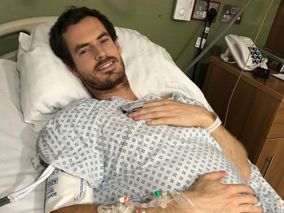 Andy Murray is pictured after undergoing hip surgery