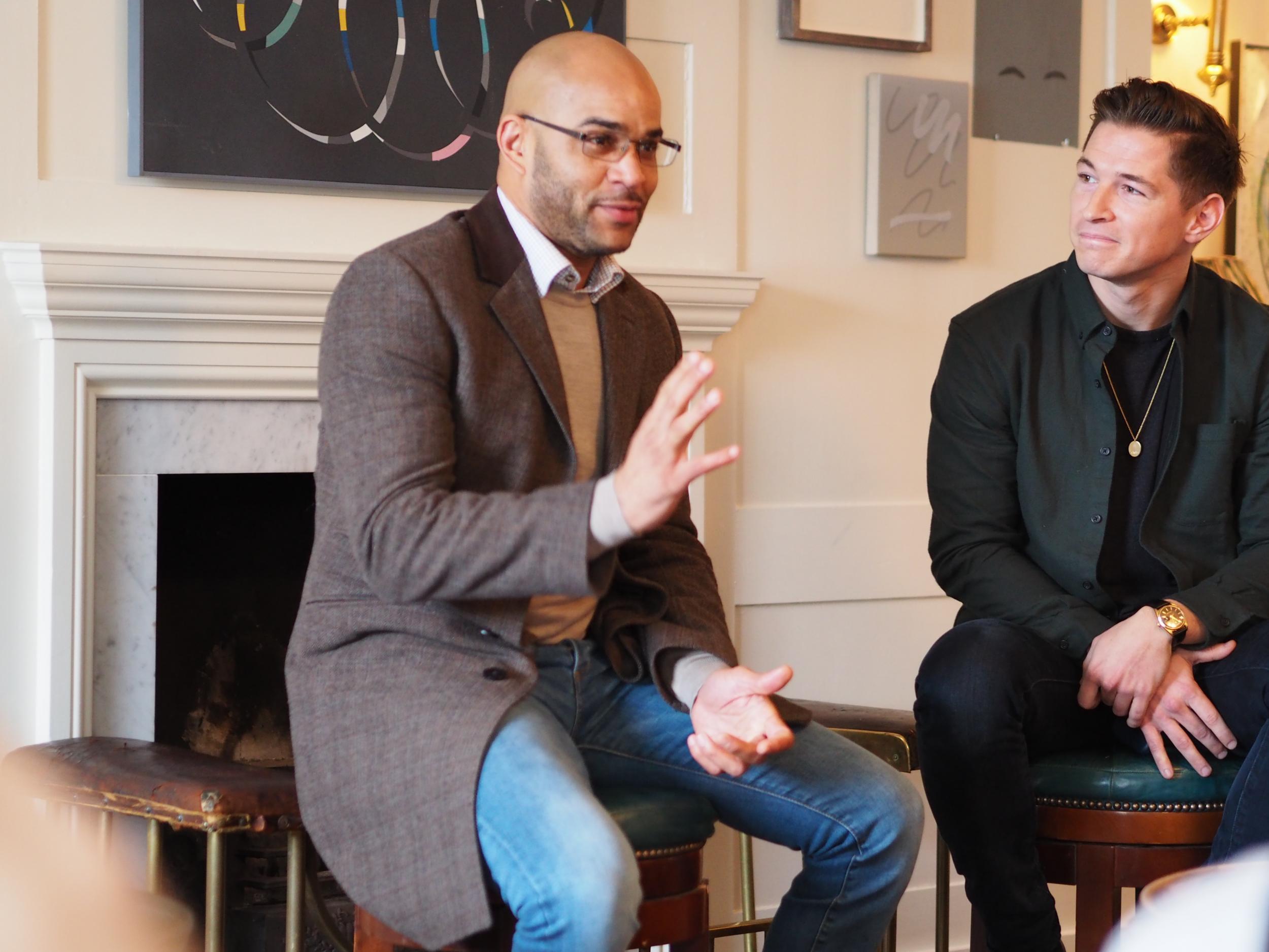 Former footballer and boxer Leon McKenzie is interviewed by journalist James Longman