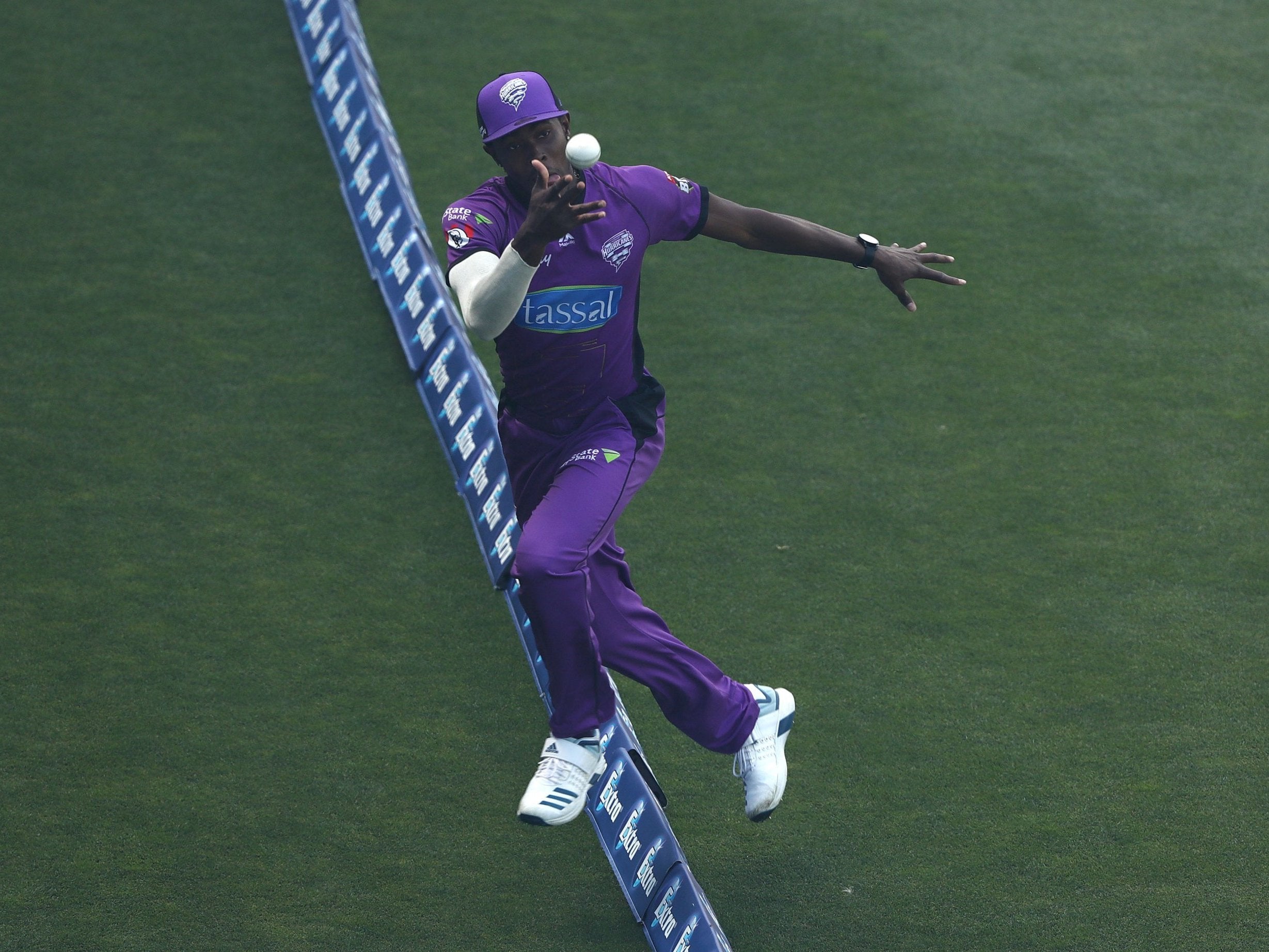 Jofra Archer halfway through his impressive catch