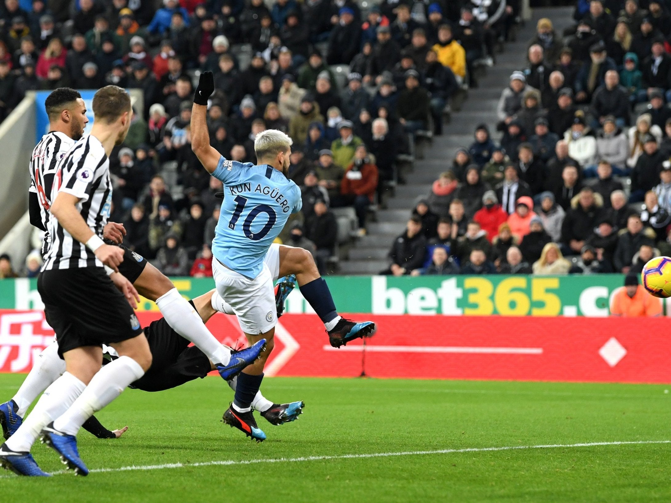 Sergio Aguero steers City in front at St James' Park