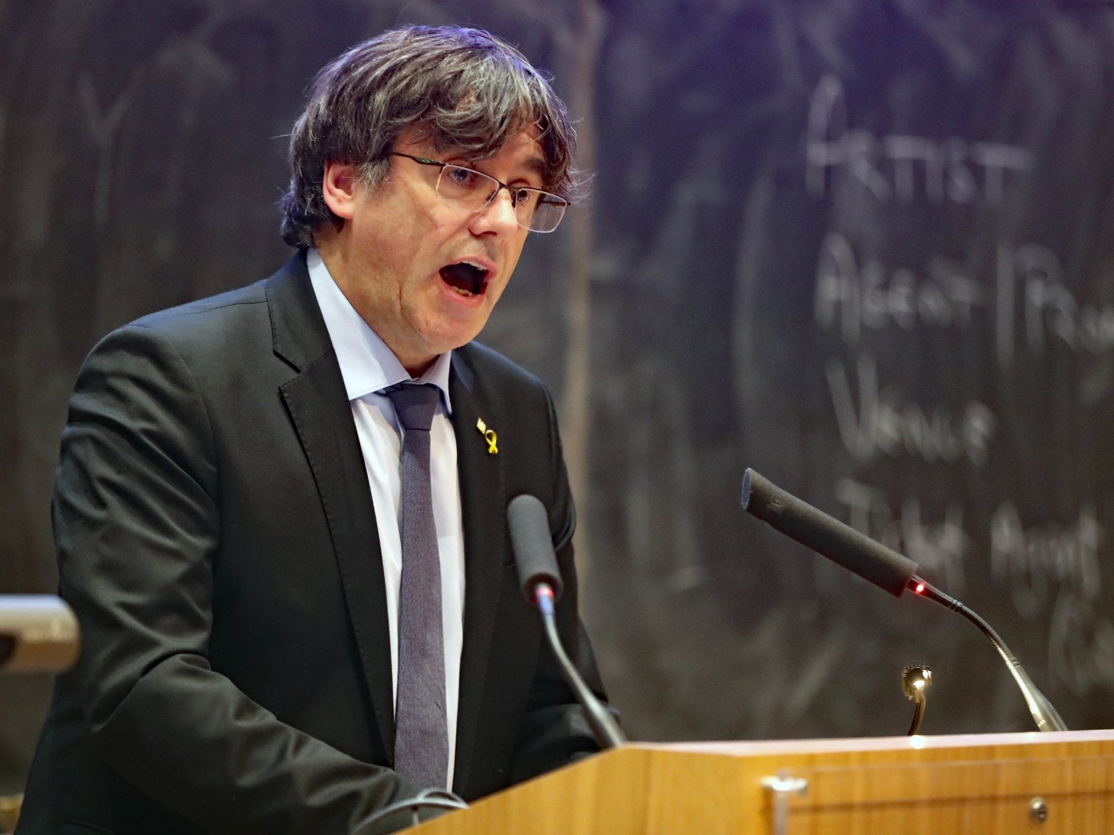 Mr Puigdemont spoke at Trinity College Dublin