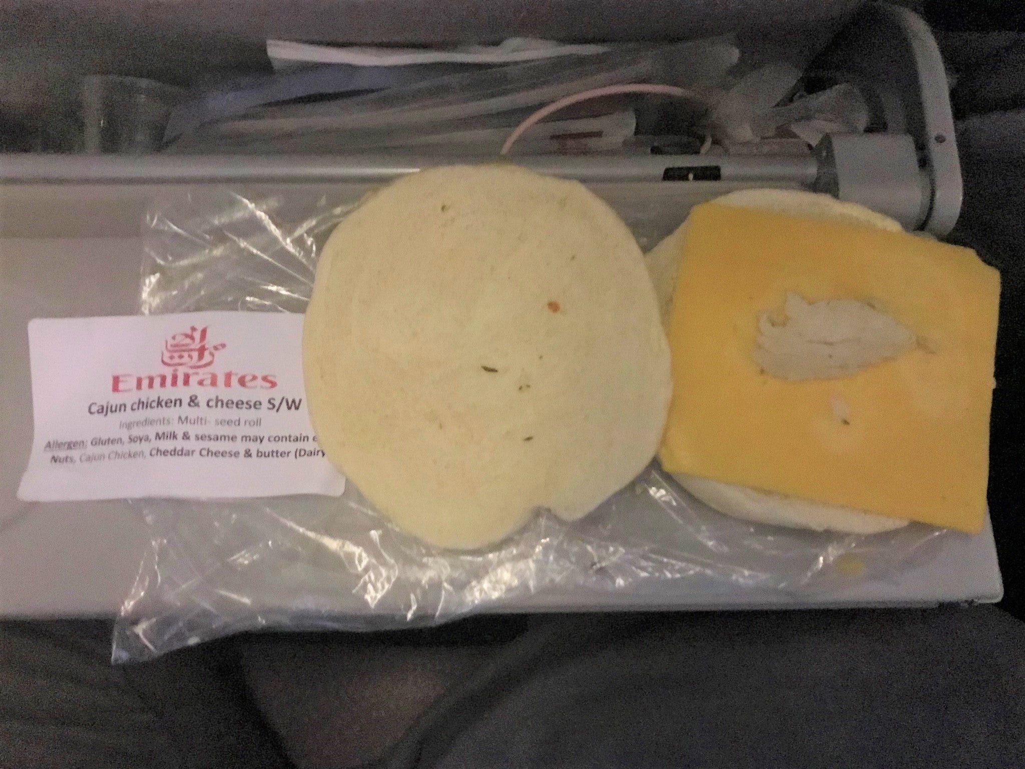 Emirates served Cajun chicken sandwich on a flight to Dubai