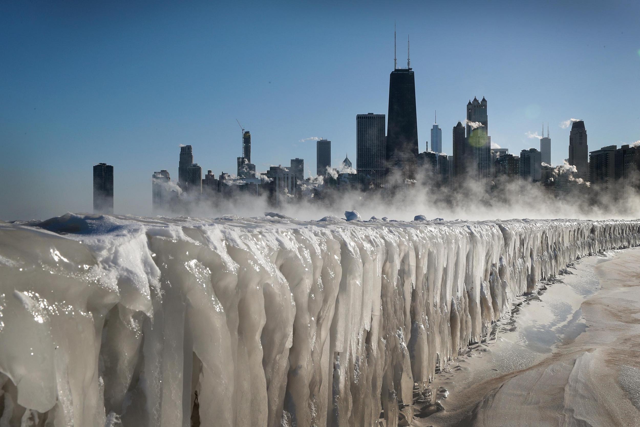 Lake Michigan freezes over