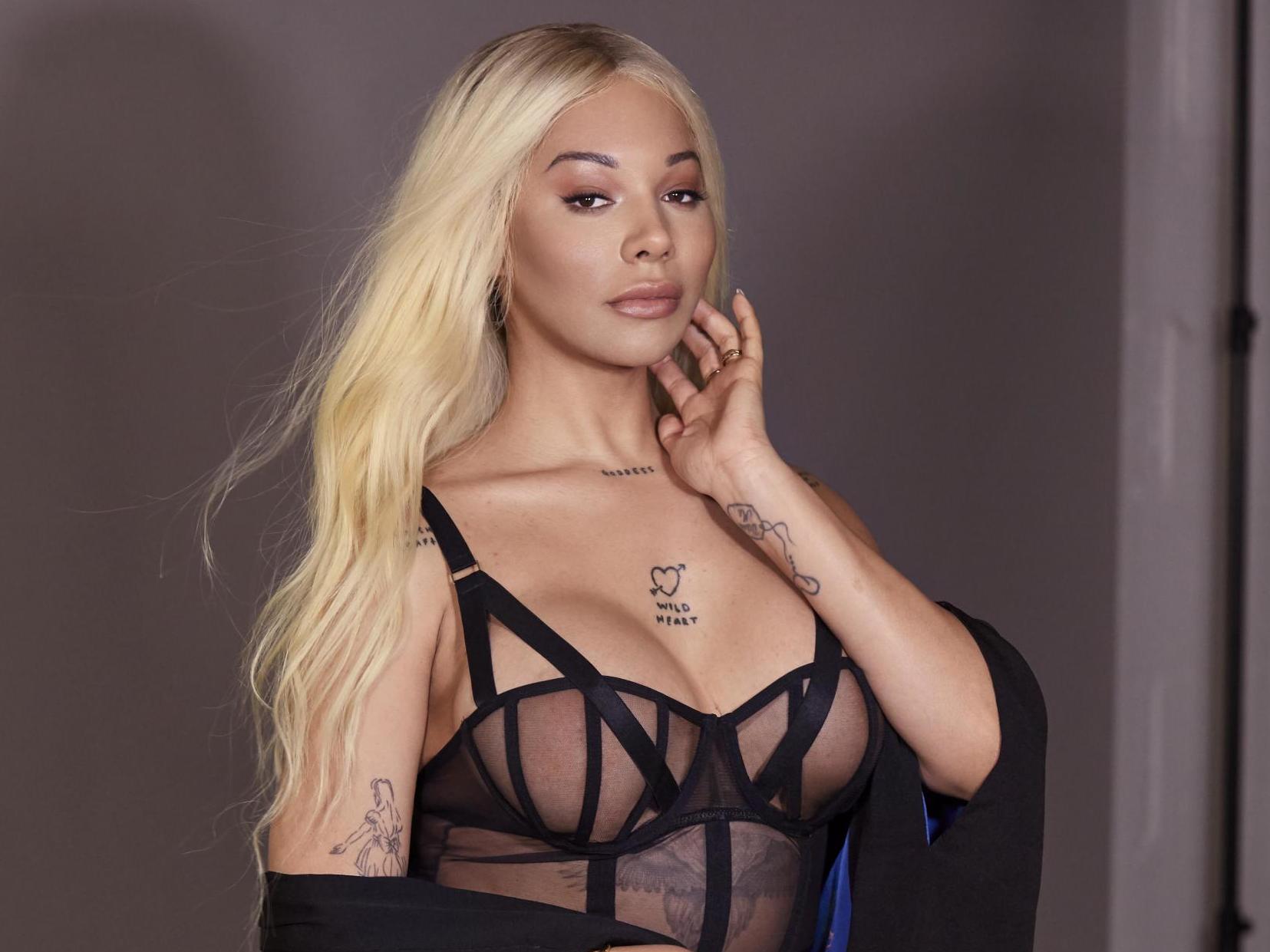 Munroe Bergdorf stars in a Valentine's campaign for lingerie brand Bluebella