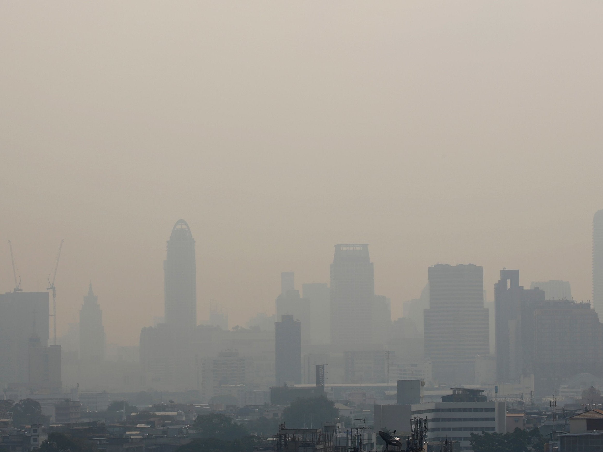 Smog lingers over the city as heavy air pollution continues to affect Bangkok, Thailand