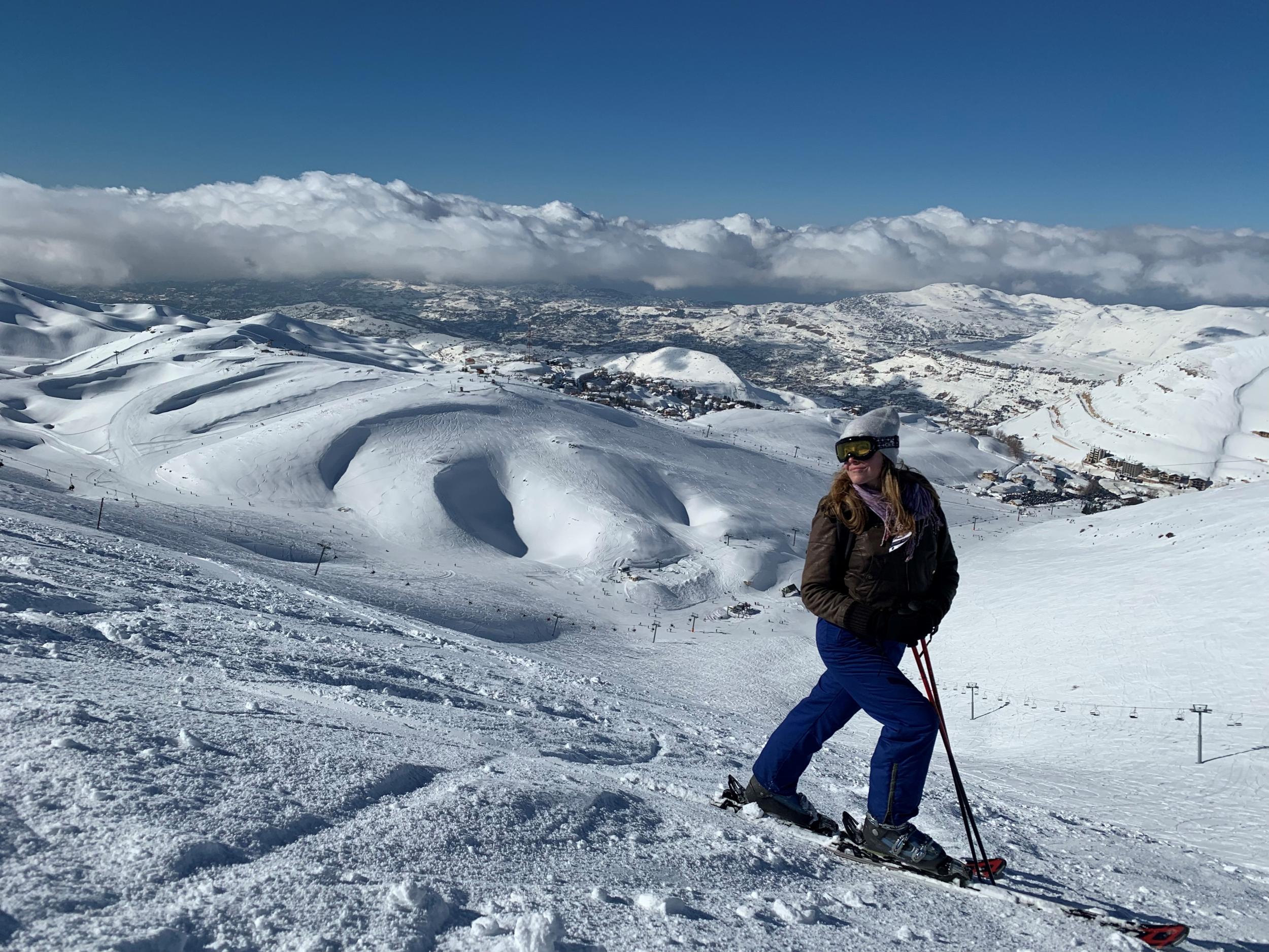 The writer skiing in Mzaar (Stephanie d’Arc Taylor)