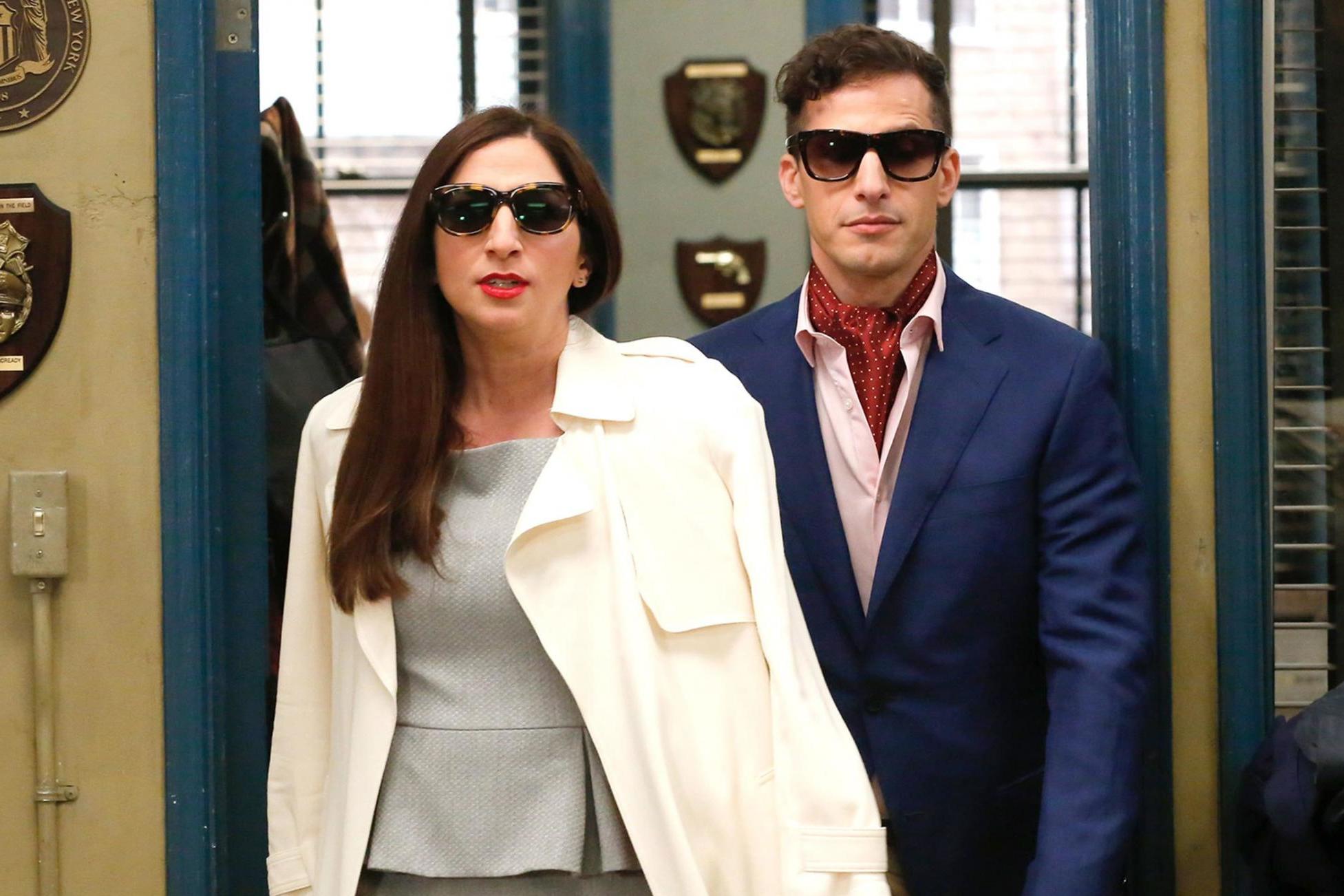 Chelsea Peretti as Gina Linetti and Andy Samberg as Jake Peralta on 'Brooklyn Nine-Nine'