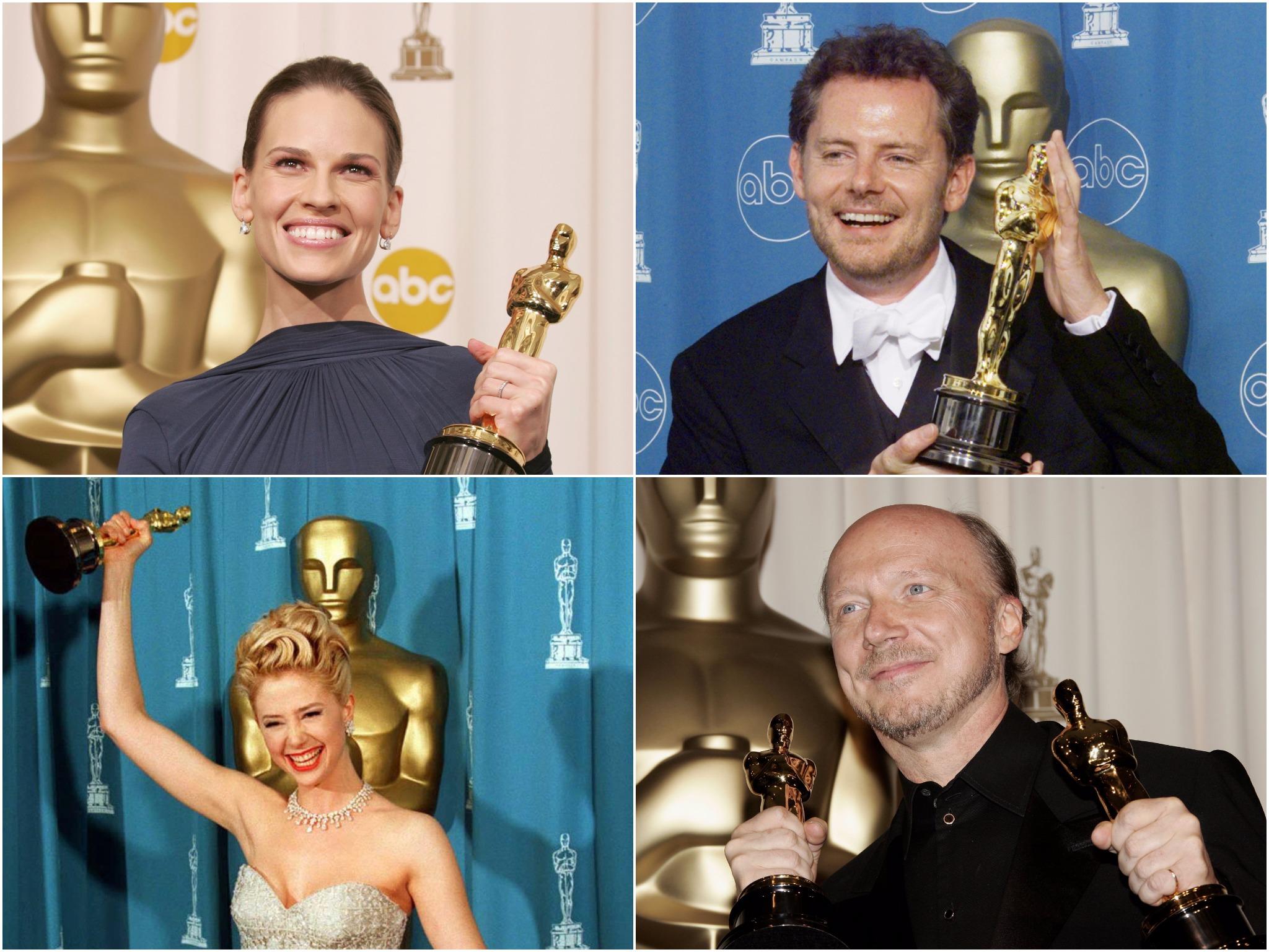 Clockwise from top right: Hilary Swank, Mike Van Diem, Paul Haggis and Mira Sorvino