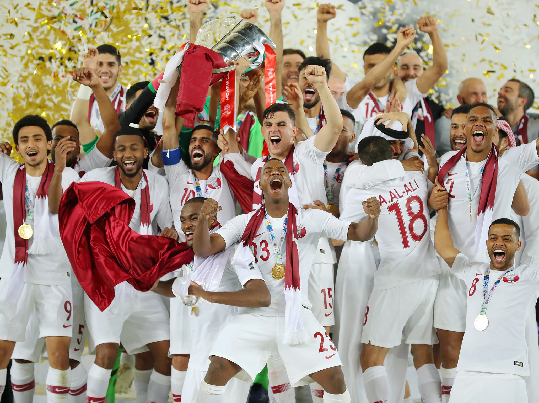 Qatar celebrate their Asian Cup triumph