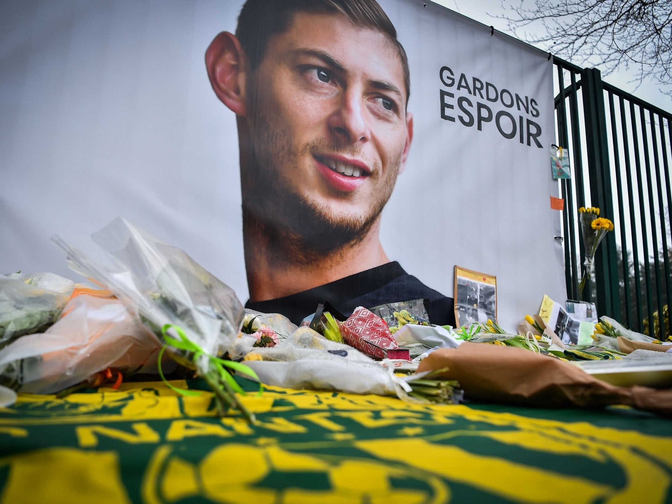 Tributes have been left to Sala after he went missing last Monday (AFP/Getty)