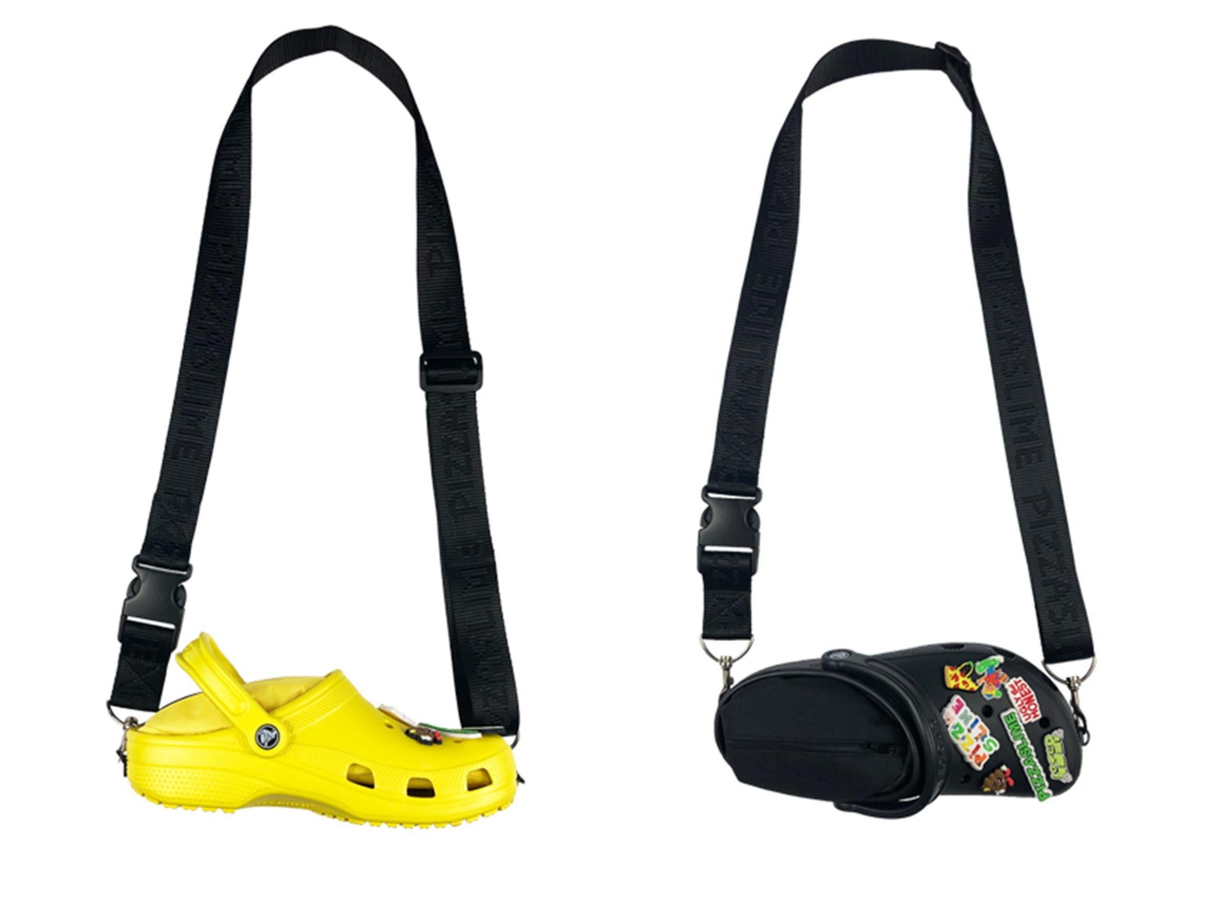 The new Croc x Pizzaslime bag is available in two shades – yellow and black (Pizzaslime/Crocs)