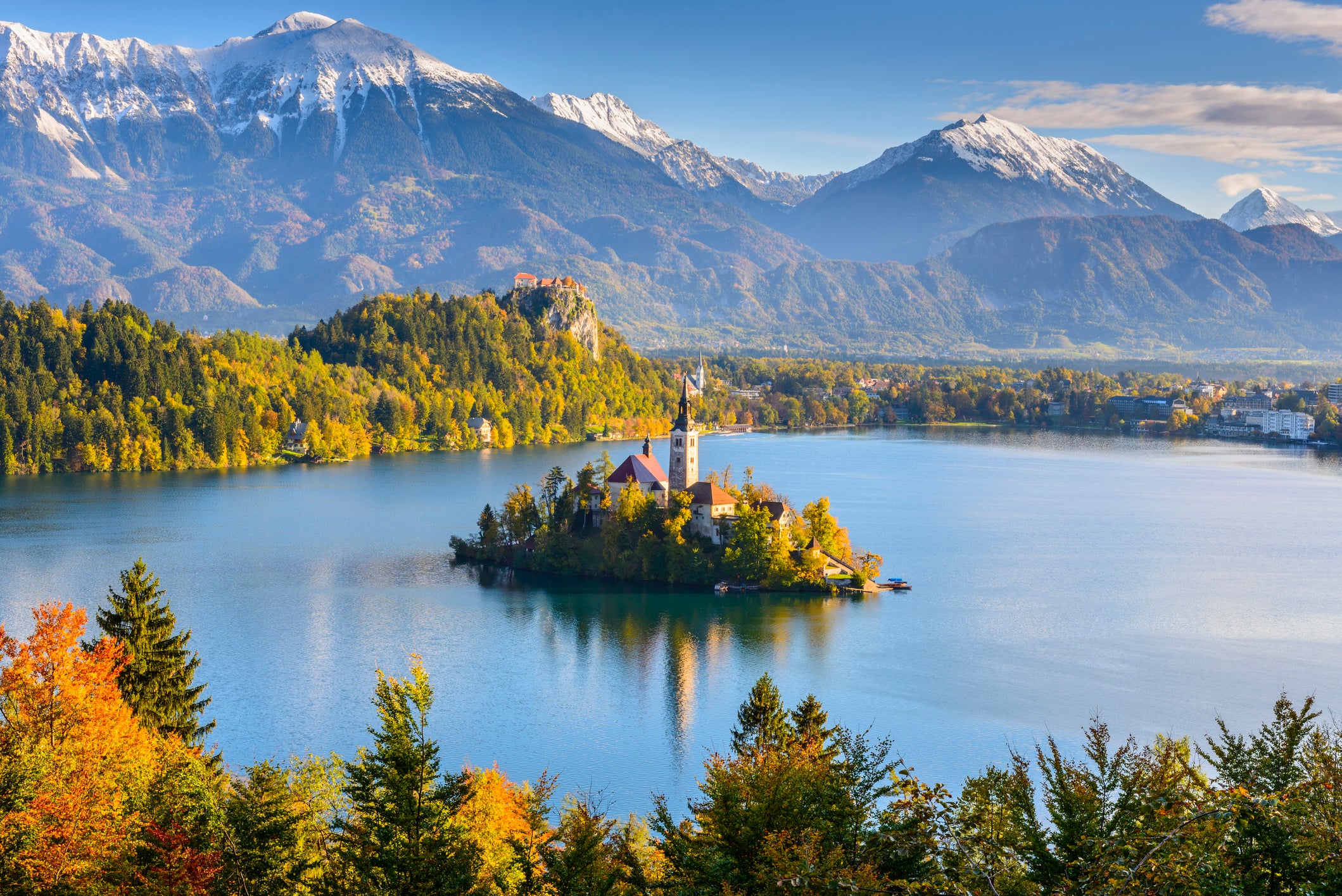 The view of Lake Bled from Mount Osojnica, Slovenia