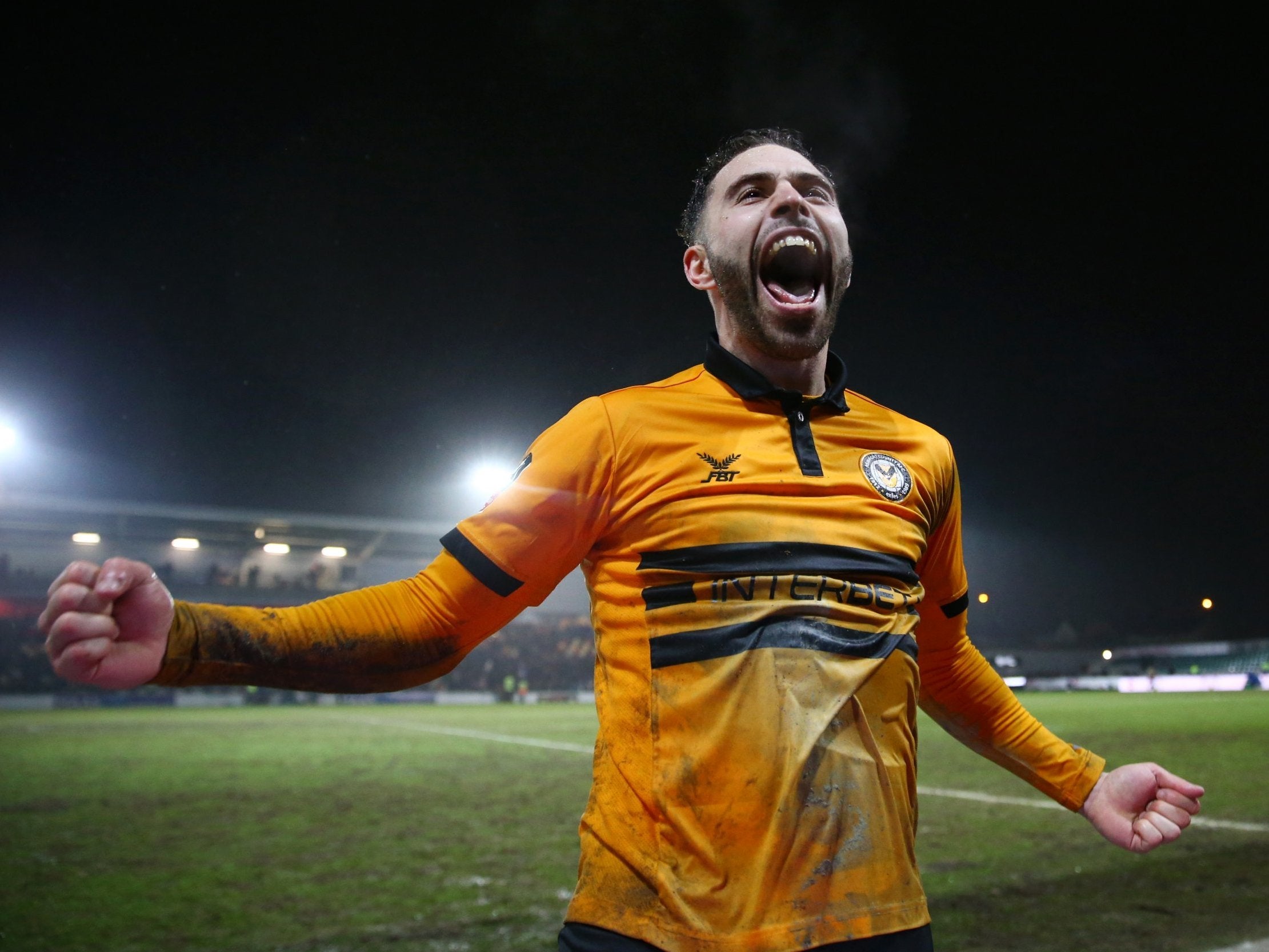 Newport’s Robbie Willmott celebrates their surprise win