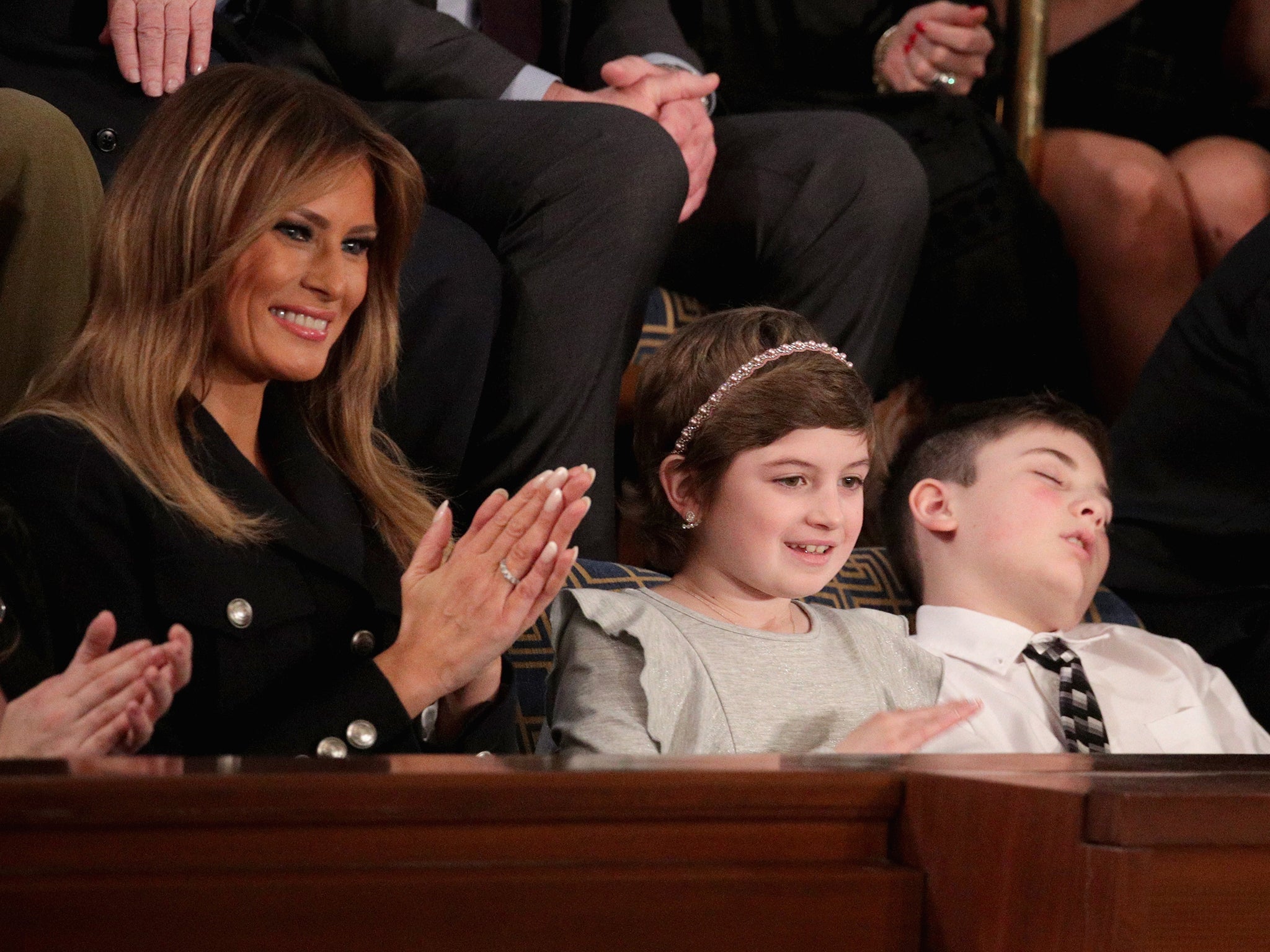 Joshua Trump was pictured asleep during his namesake's State of the Union address (Alex Wong/Getty)