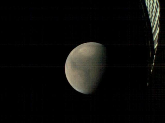 MarCO-B, one of the experimental Mars Cube One (MarCO) CubeSats, took this image as it approached Mars from about 357,300 miles to 11,200 miles away, just before NASA's InSight spacecraft landed on Mars