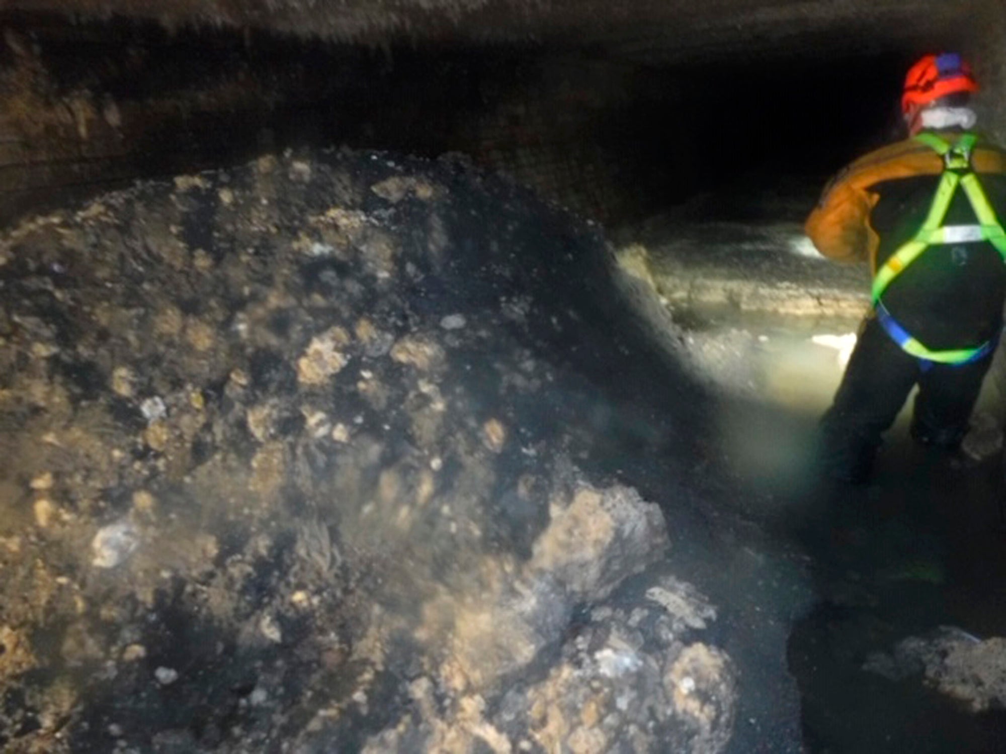 A fatberg blocks a sewer in Sidmouth