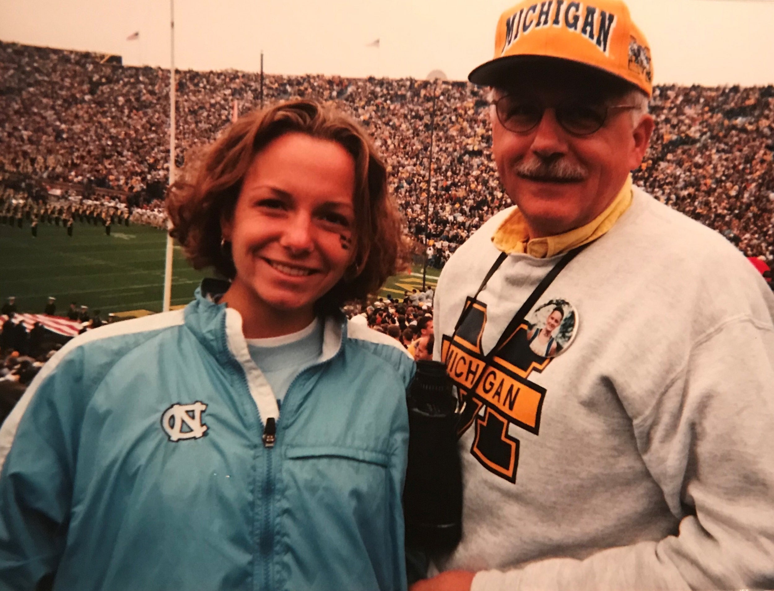 With my dad at Michigan’s ‘Big House’ stadium (Courtesy of Victoria Jackson)