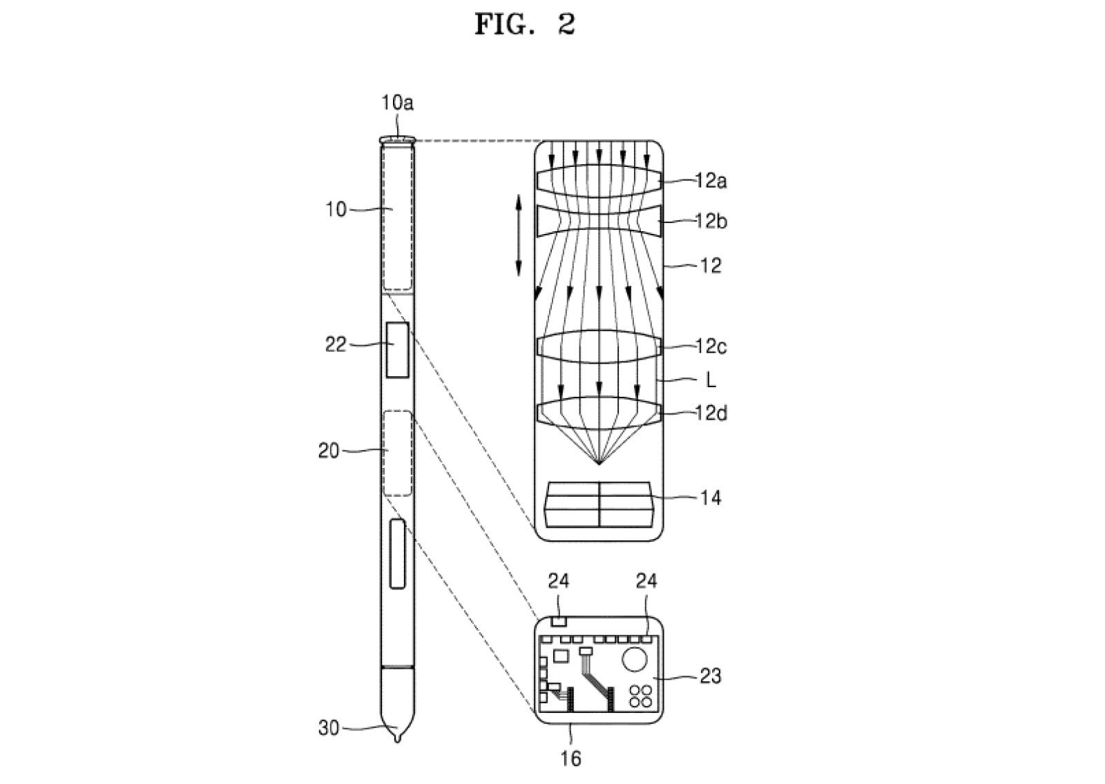 The S-Pen patent features an in-built camera