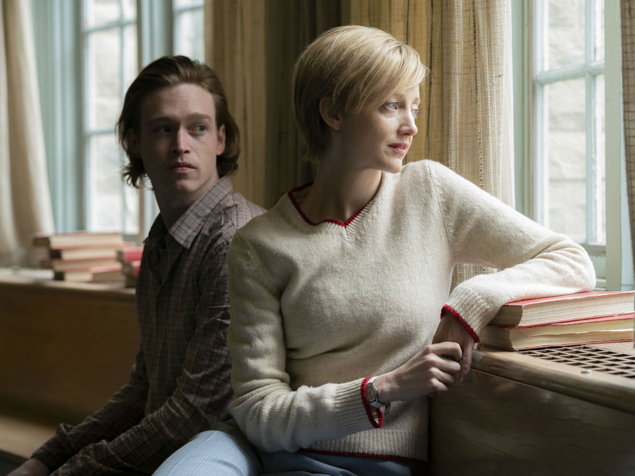 Caleb Landry Jones and Andrea Riseborough in 'The Kindness of Strangers'