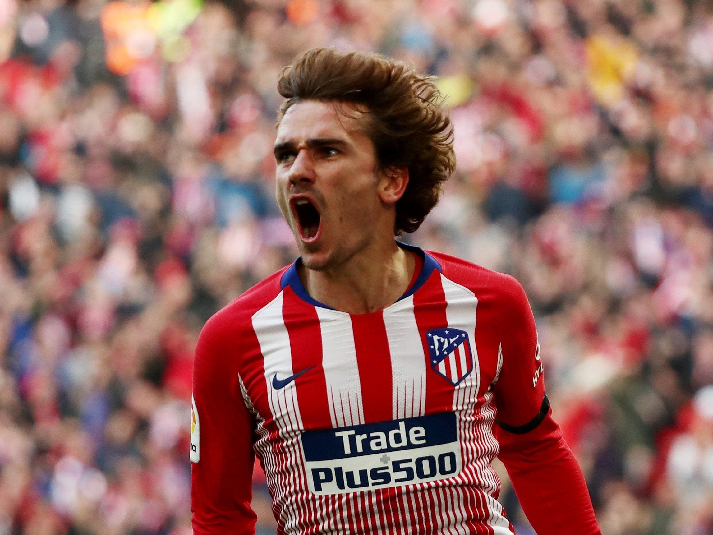 Atletico Madrid’s Antoine Griezmann celebrates