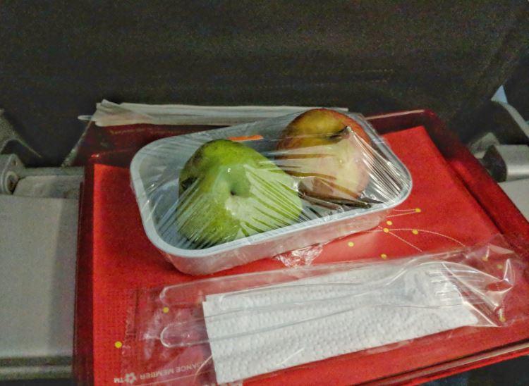 Avianca's idea of a vegetarian meal was an apple and a pear on board one flight.