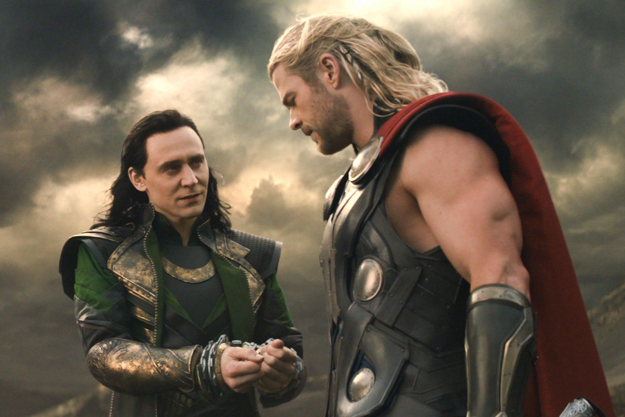 Tom Hiddleston and Chris Hemsworth in ‘Thor: The Dark World’