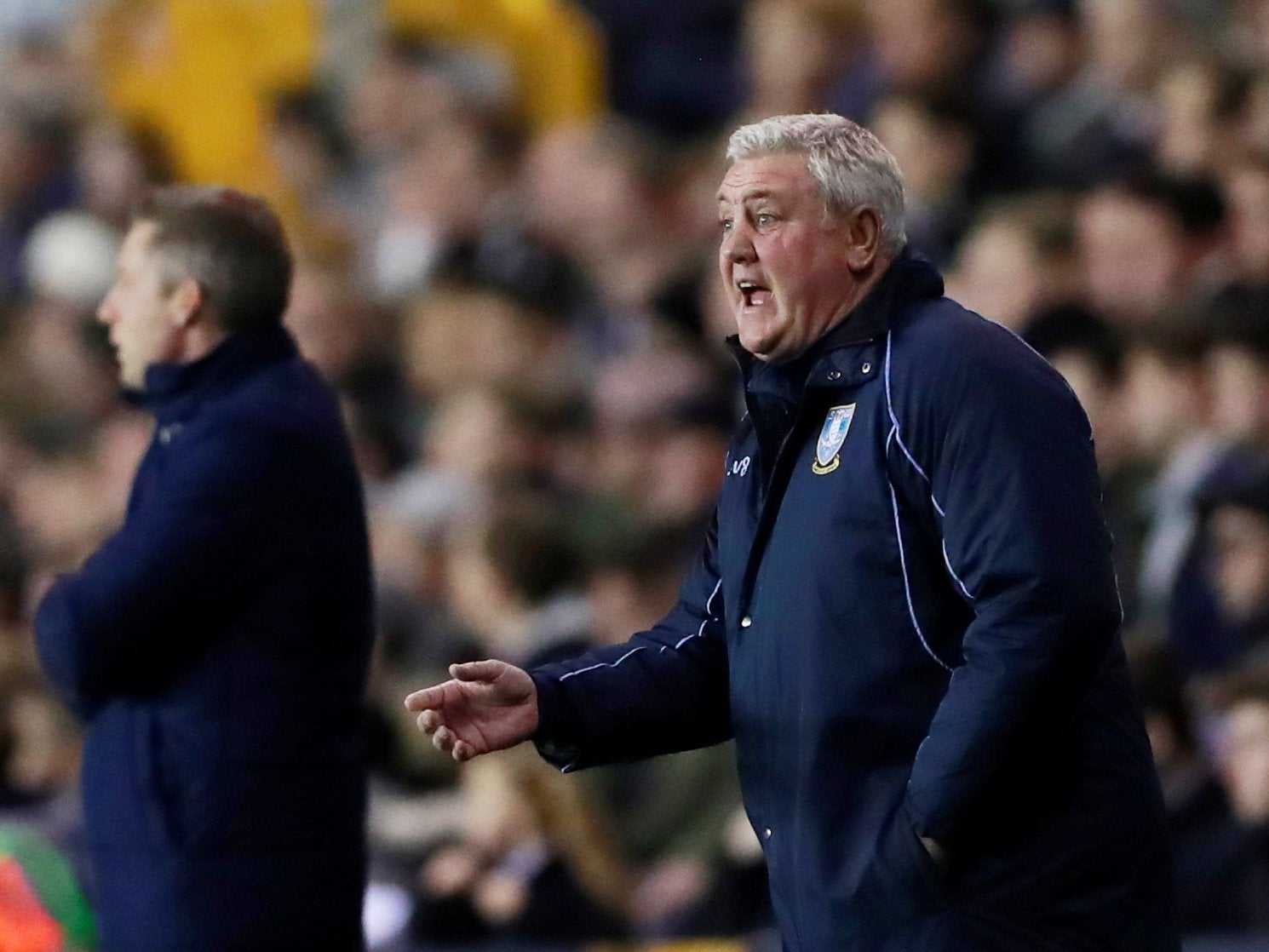 Steve Bruce directs from the touchline