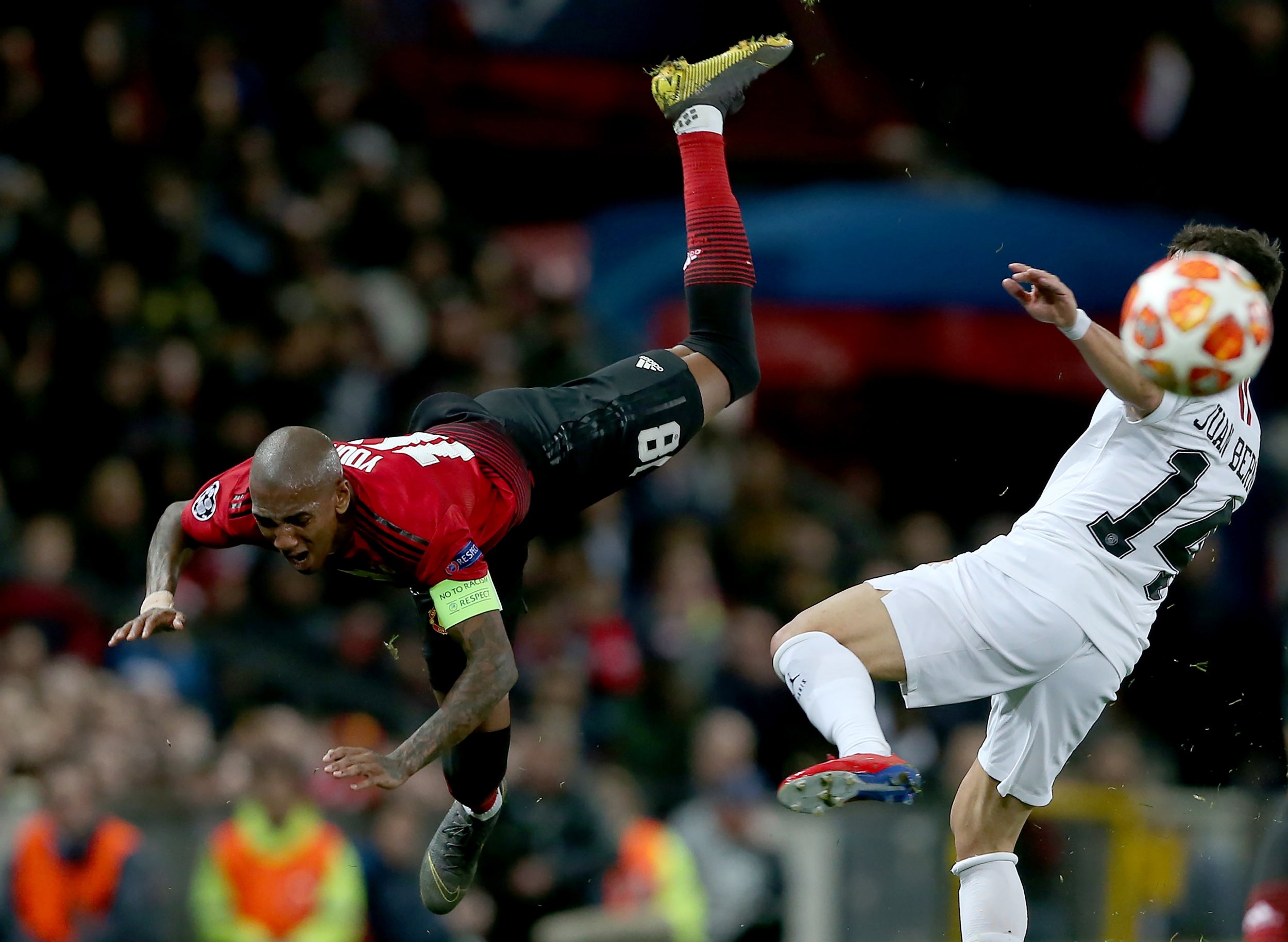 Up for the challenge, as the robust challenge on Di Maria showed, but found dangerously out of his depth.