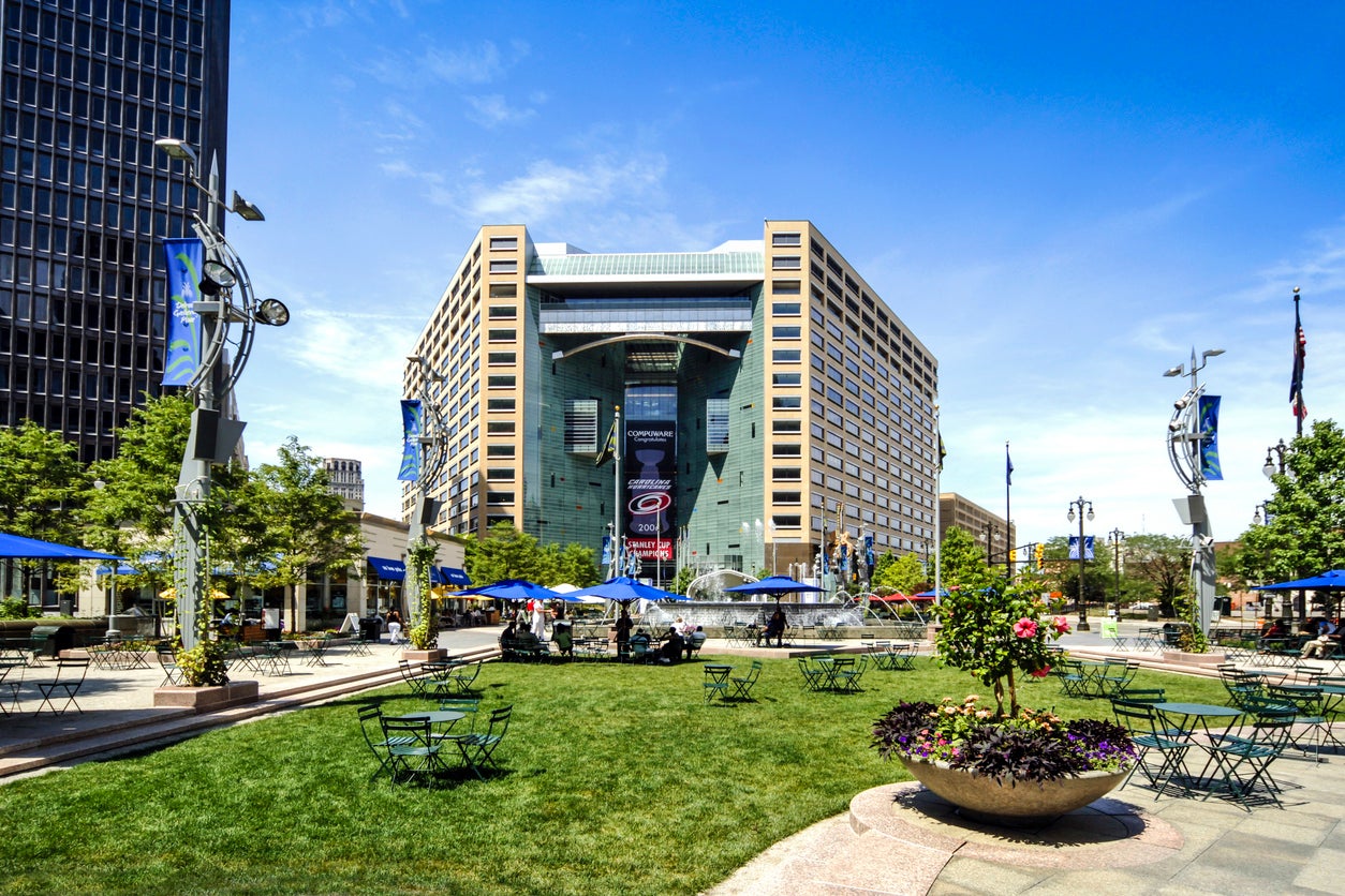 Campus Martius Park is the city’s gathering place, whatever the season (Getty )