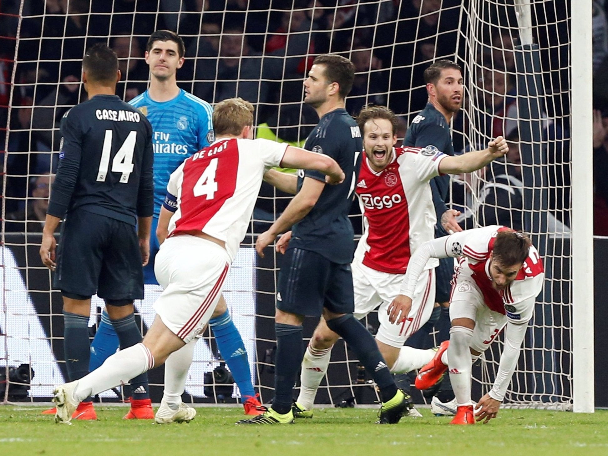 Thibaut Courtois looks on crestfallen before his reprieve