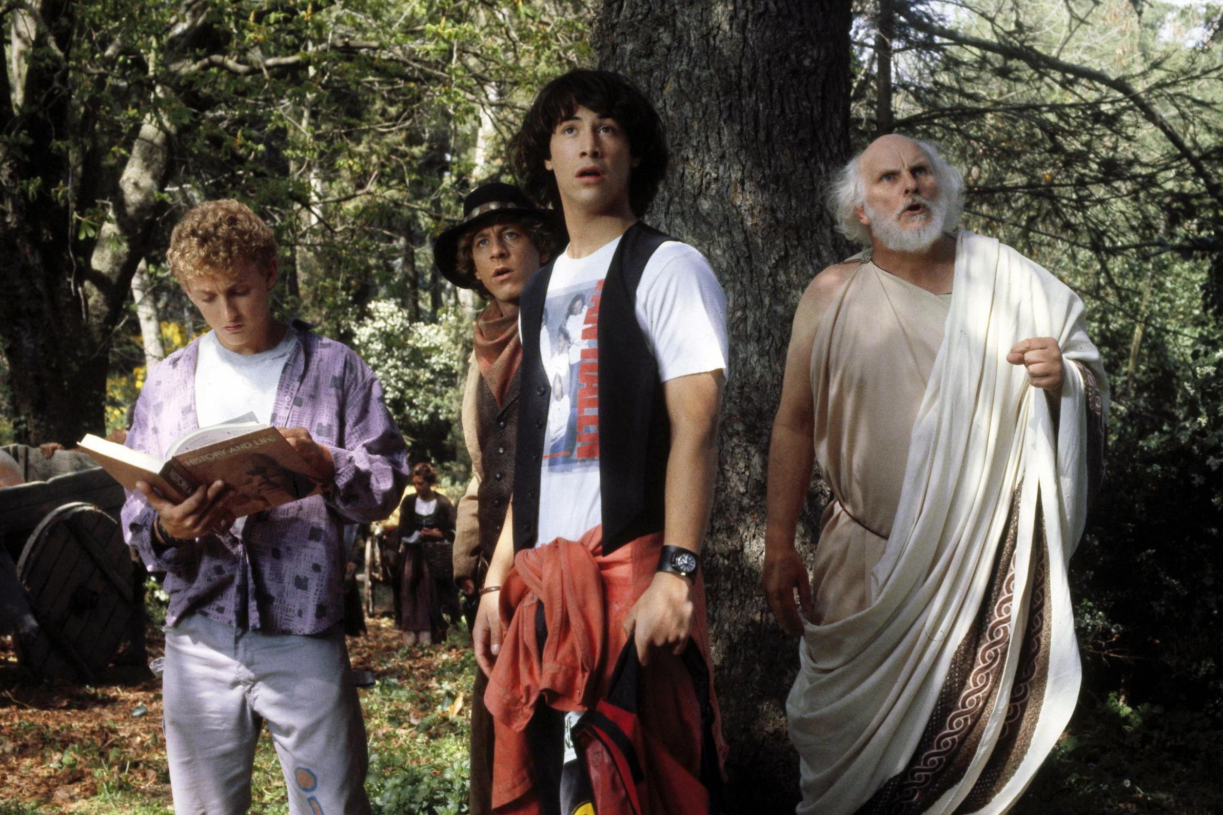 Alex Winter, Dan Shor, Keanu Reeves and Tony Steedman in ‘Bill and Ted’s Excellent Adventure’