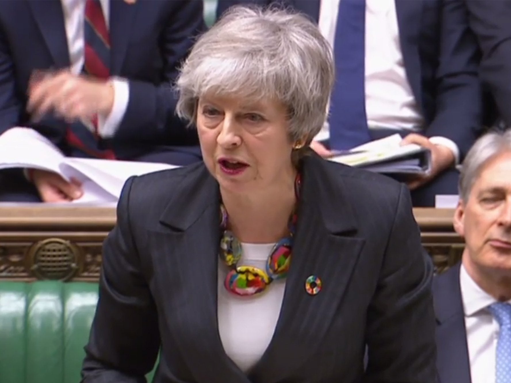 Theresa May making a statement on Brexit in the House of Commons