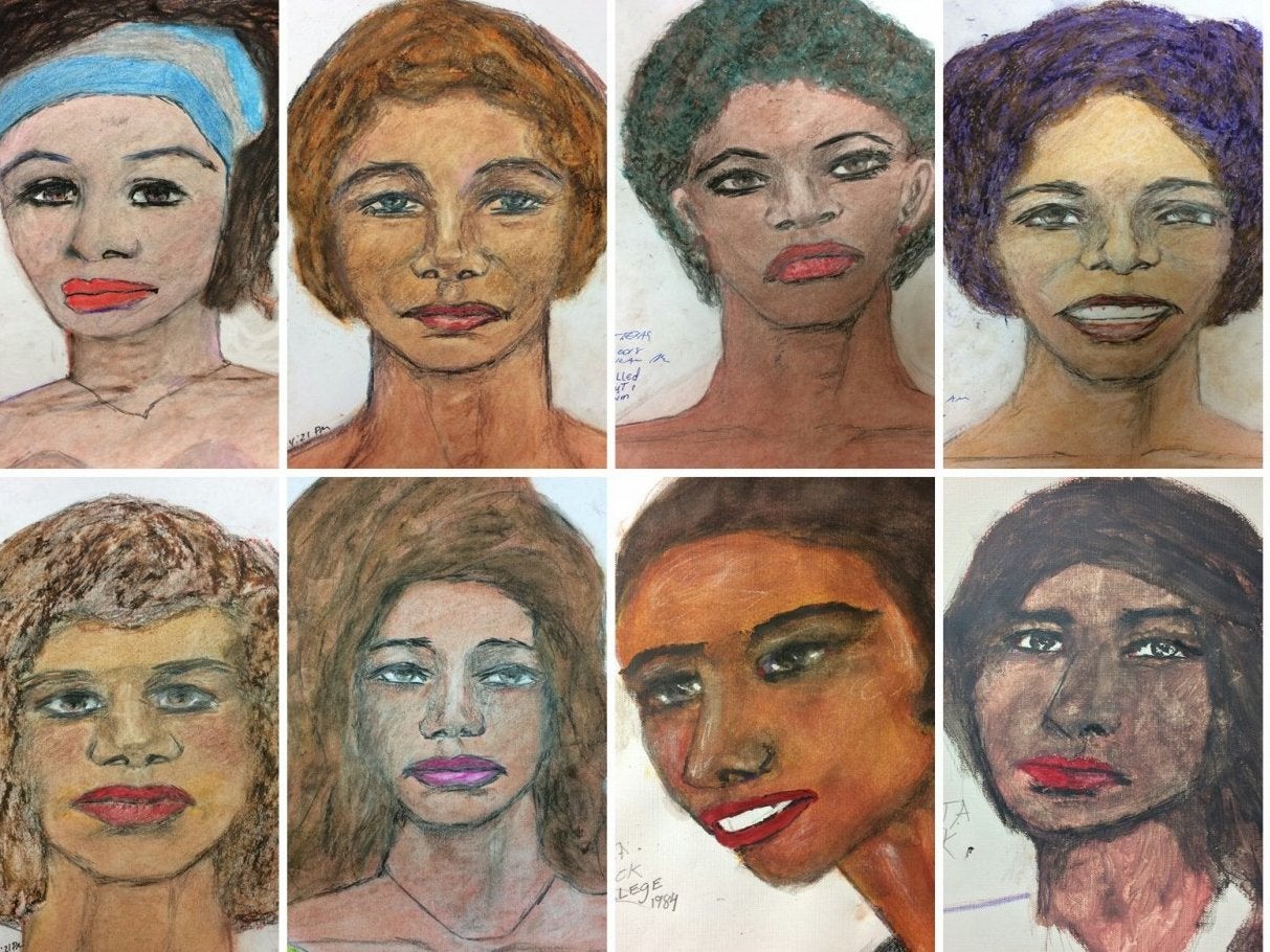 Some of Samuel Little’s drawings of his victims released by the FBI