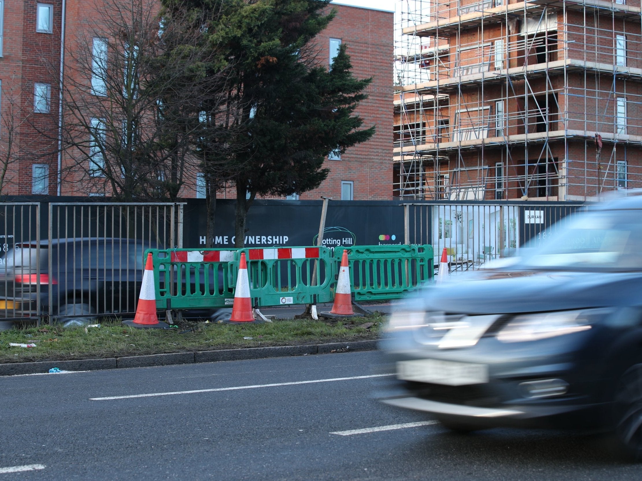 Scene on the A40 near the junction of Kingsdown Avenue where crash took place