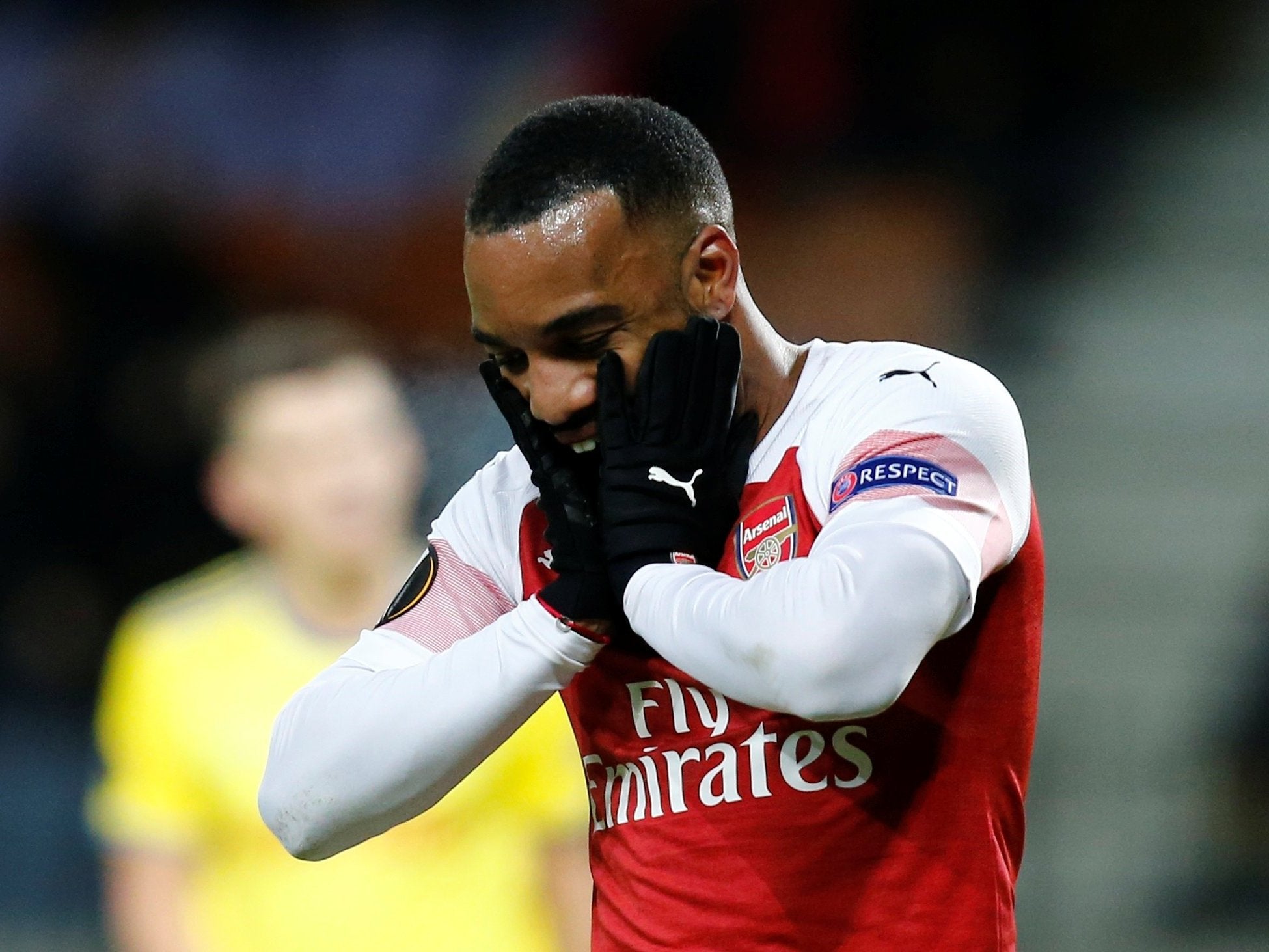 Alexandre Lacazette was shown a red card during Arsenal's 1-0 defeat by BATE Borisov