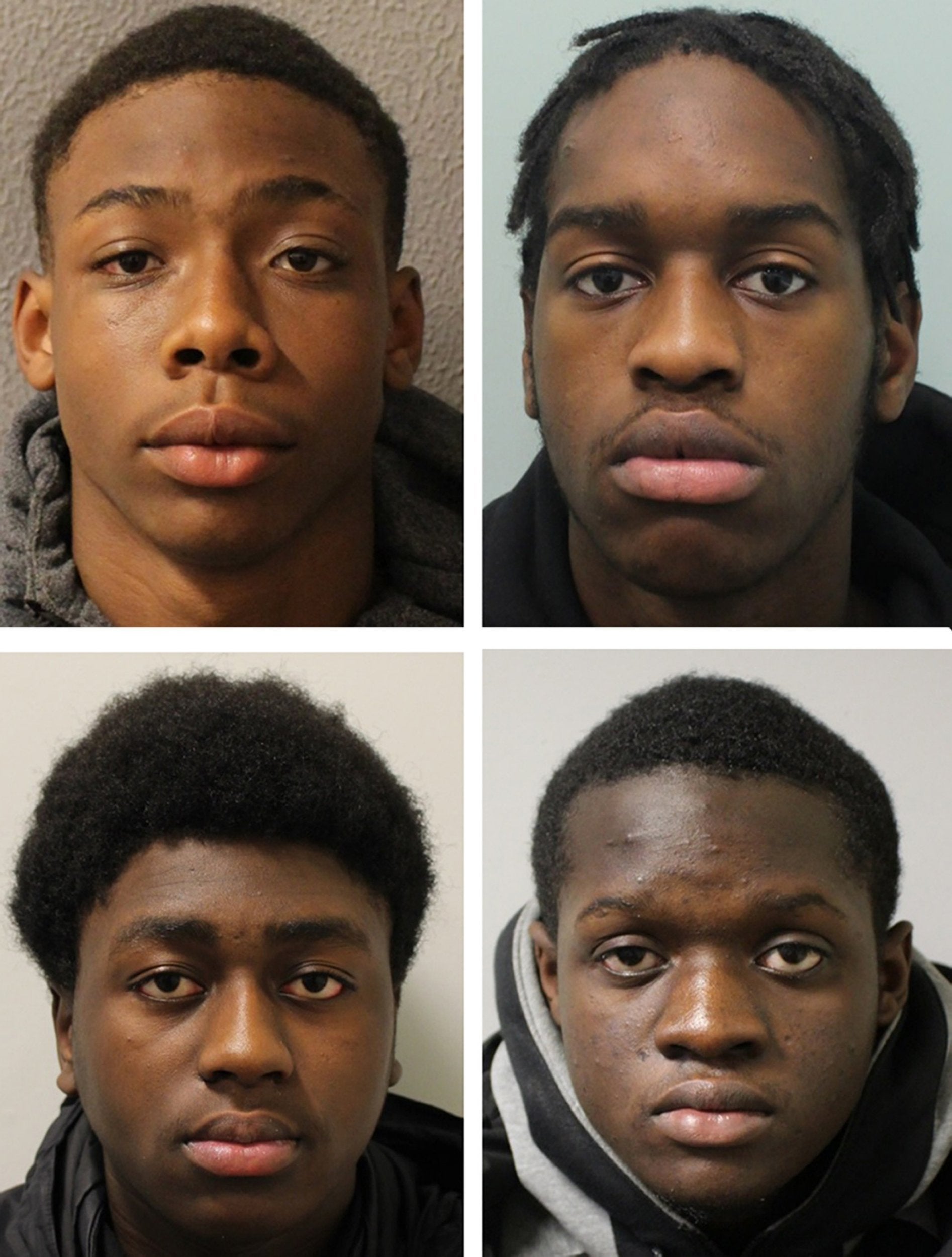 From left to right from the top: Demario Williams, Lawrence Nkunku-Linongi, Thierry Edusei and Paul Glasgow, all 17, who have were jailed for their part in the for the ‘ferocious’ killing of Mr Blackman