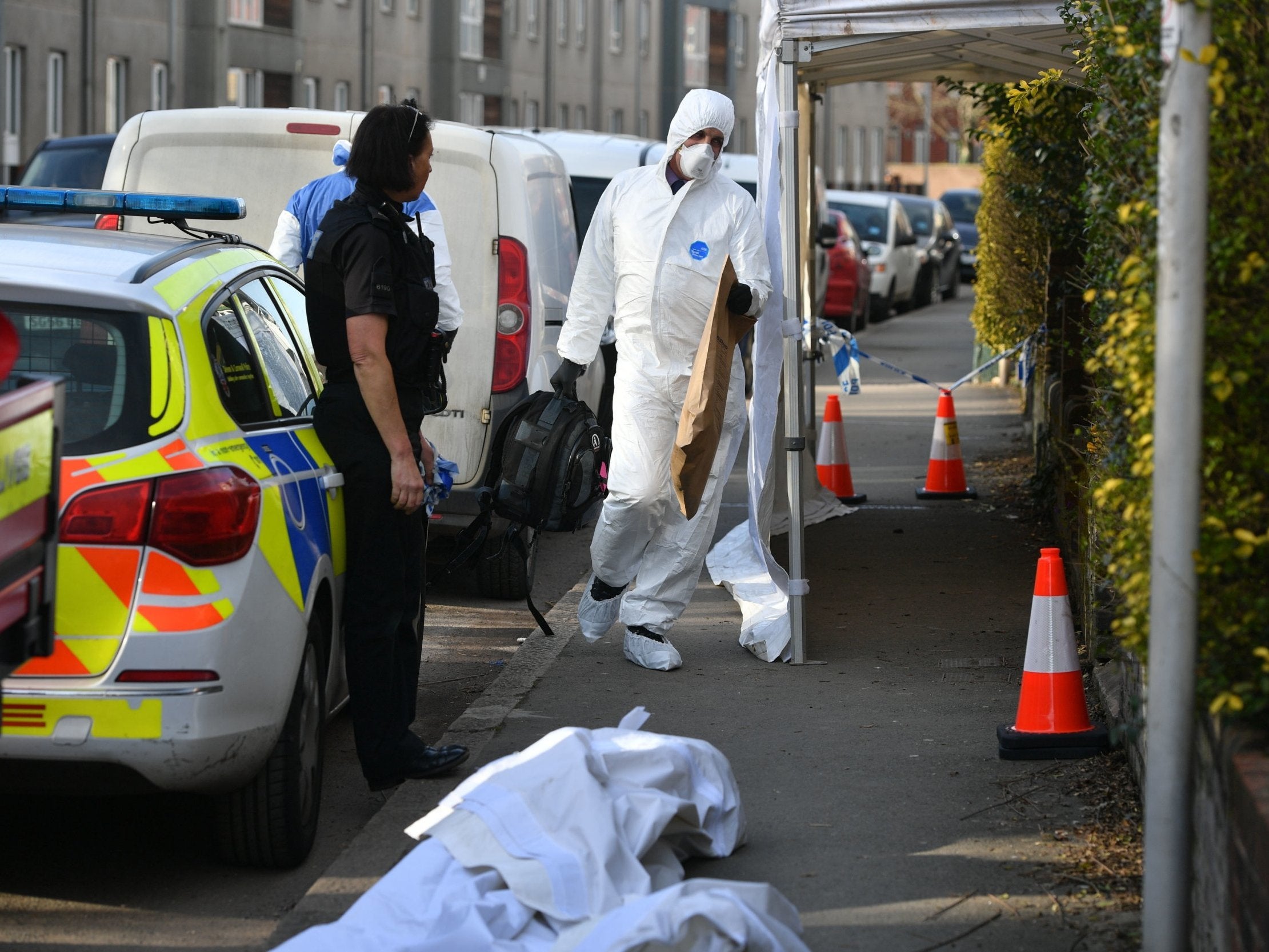 Police at the scene in Exeter