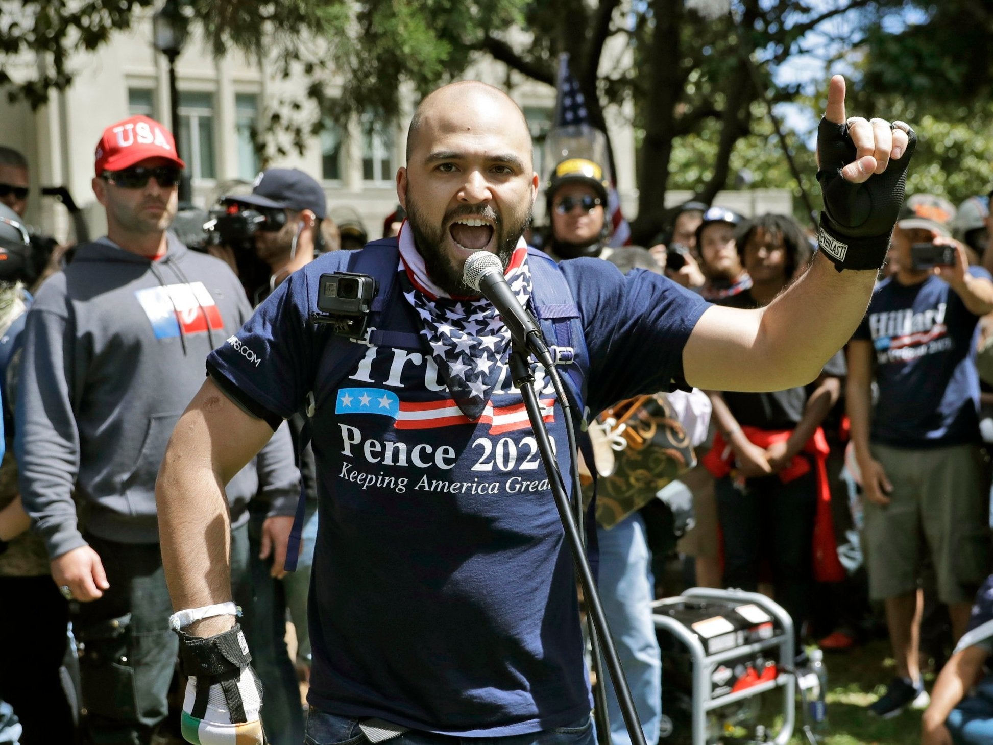 Joey Gibson speaks at rally in support of free speech