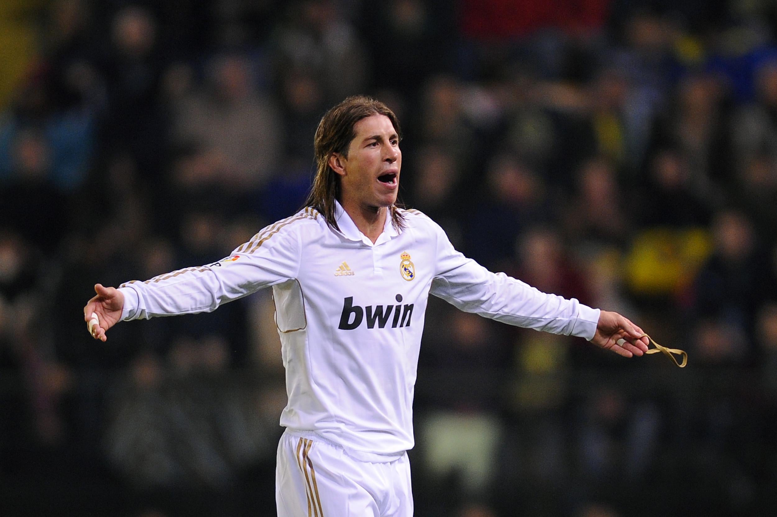 Ramos protests after being sent off vs Villarreal in 2012