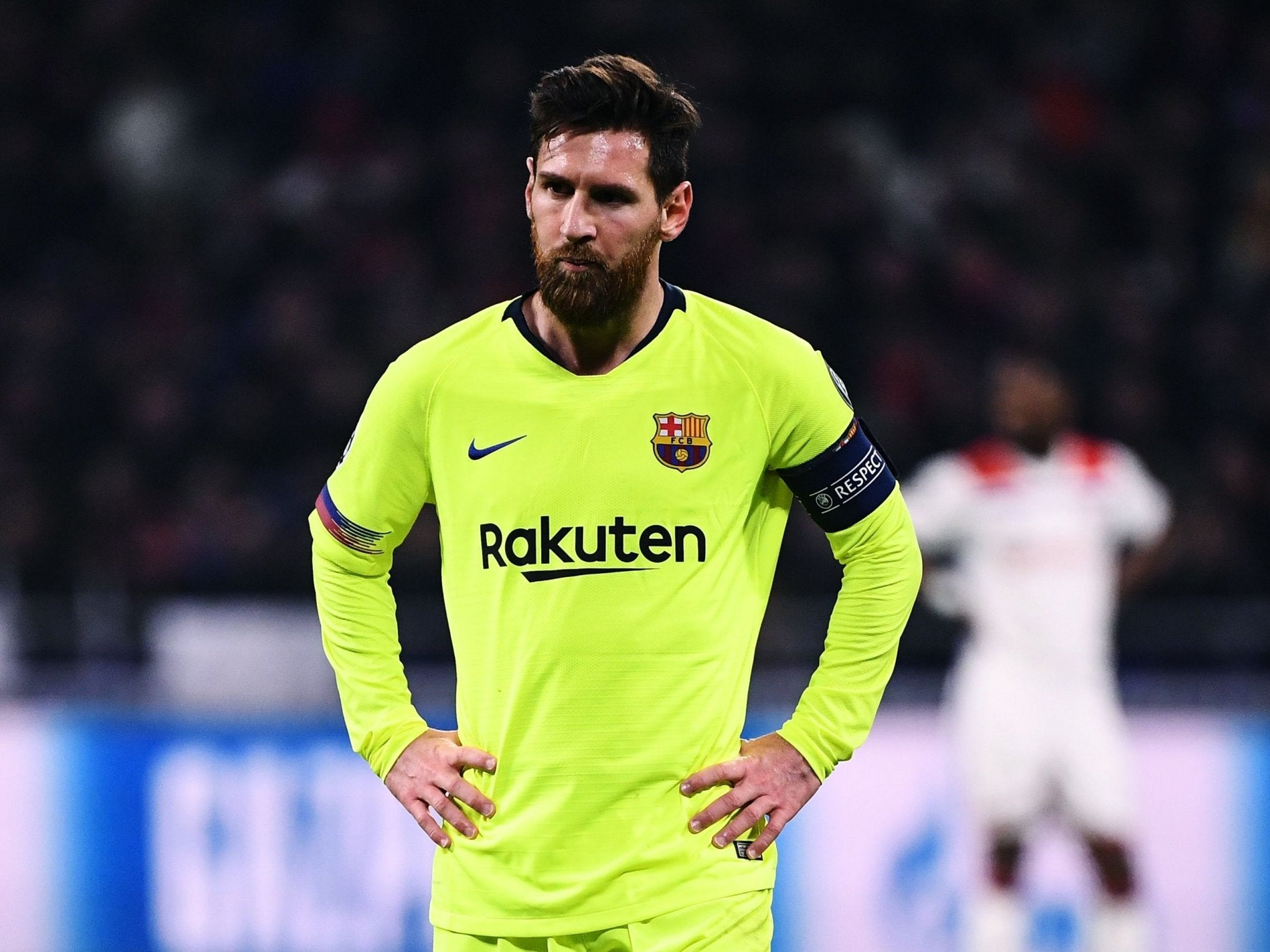 Lionel Messi appears dejected vs Lyon