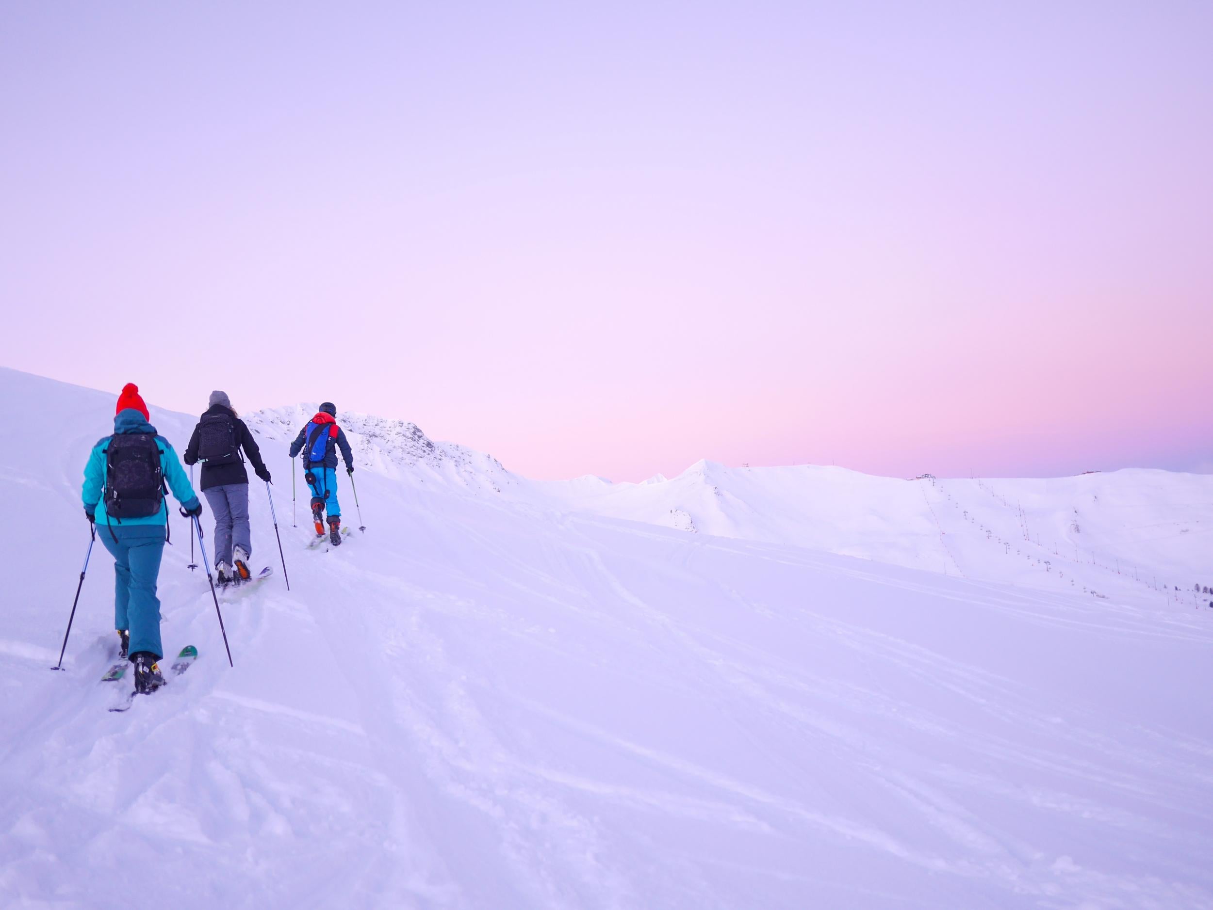 Sunrise ski touring in La Plagne