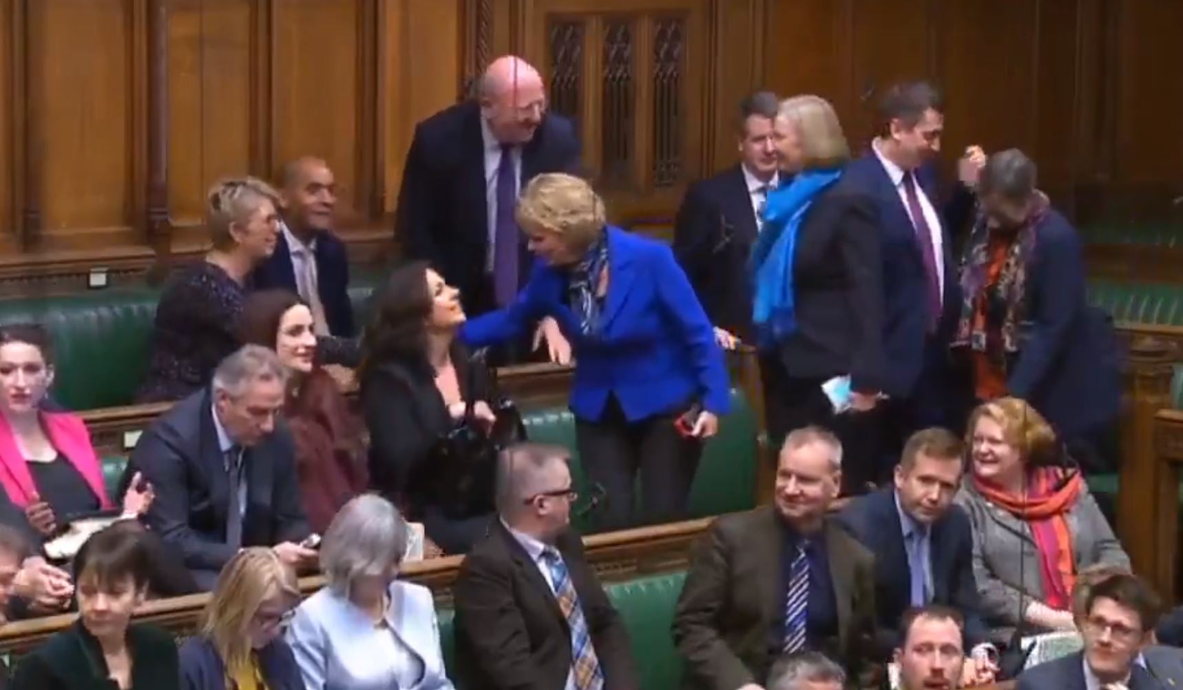 The parliamentary seating is rearranged as Heidi Allen, Anna Soubry and Sarah Wollaston join their new honourable friends in the House of Commons (PA)