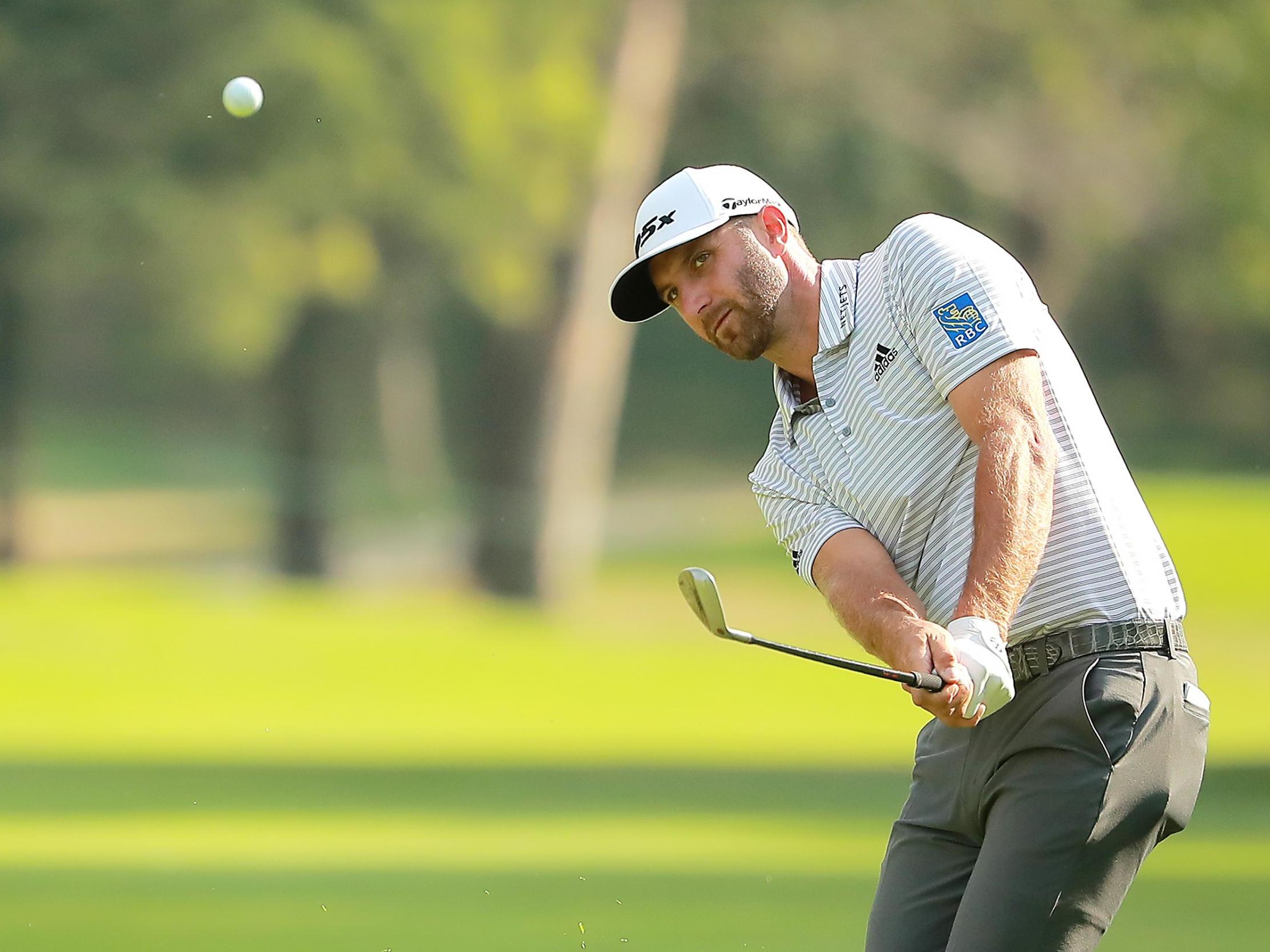 Dustin Johnson in action on the 14th