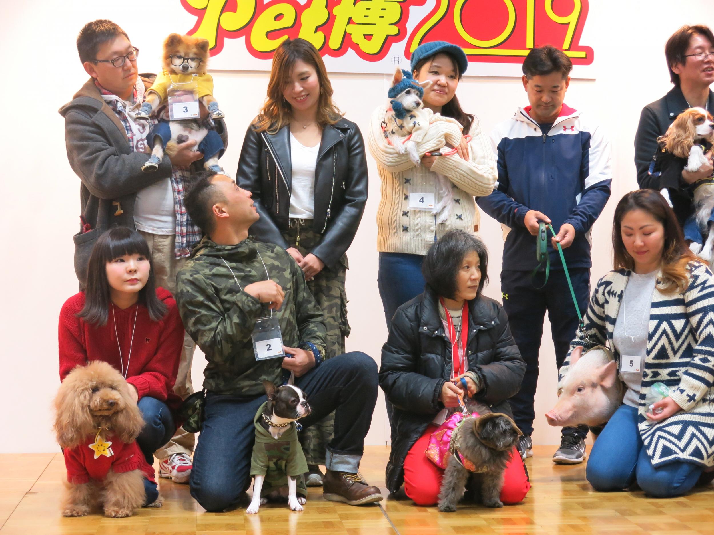 Entrants to the fashion show at Yokohama Pet Expo 2019