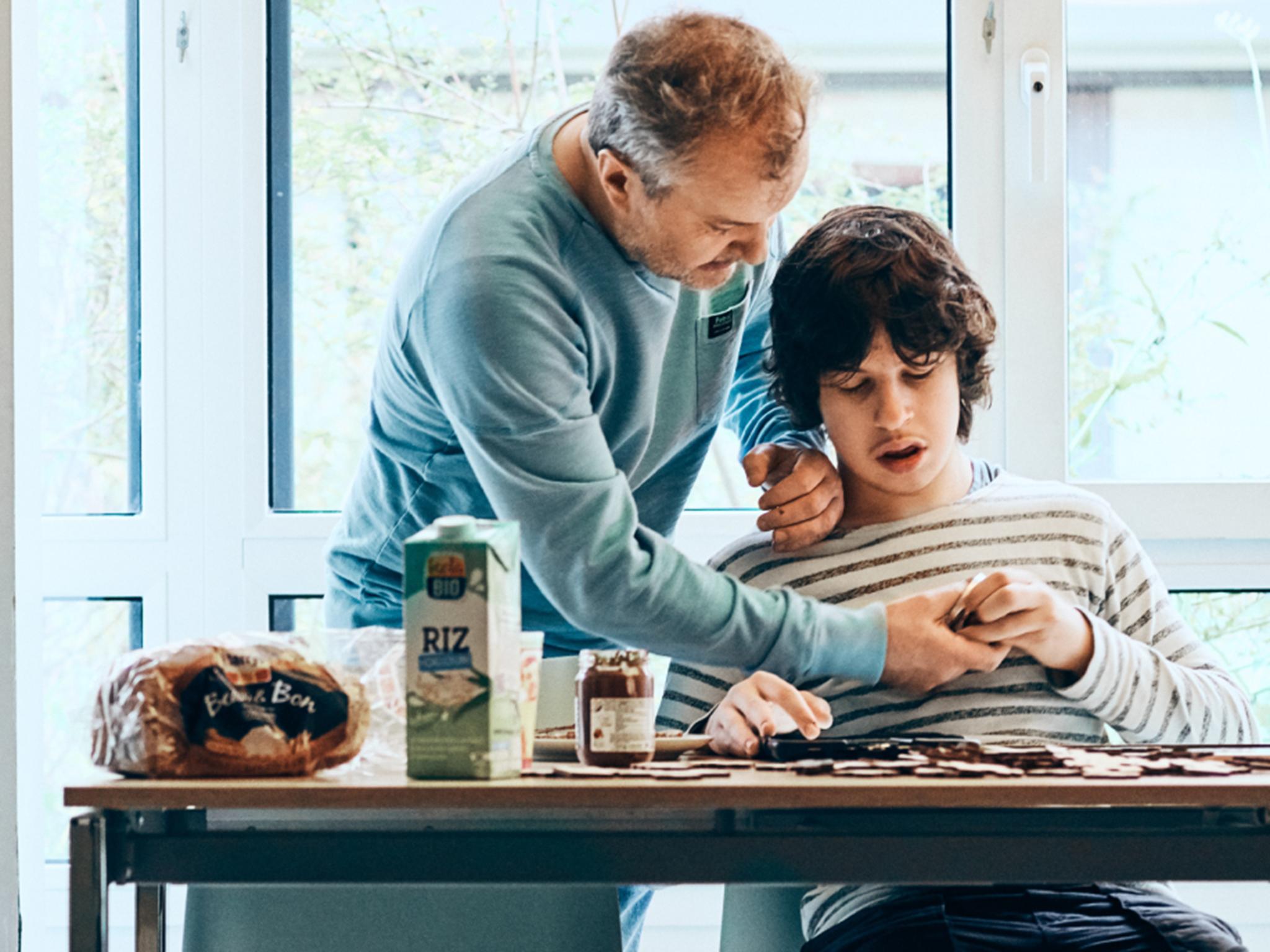 Laurent Savard with his son, Gabin, who has a rare and very extreme form of autism