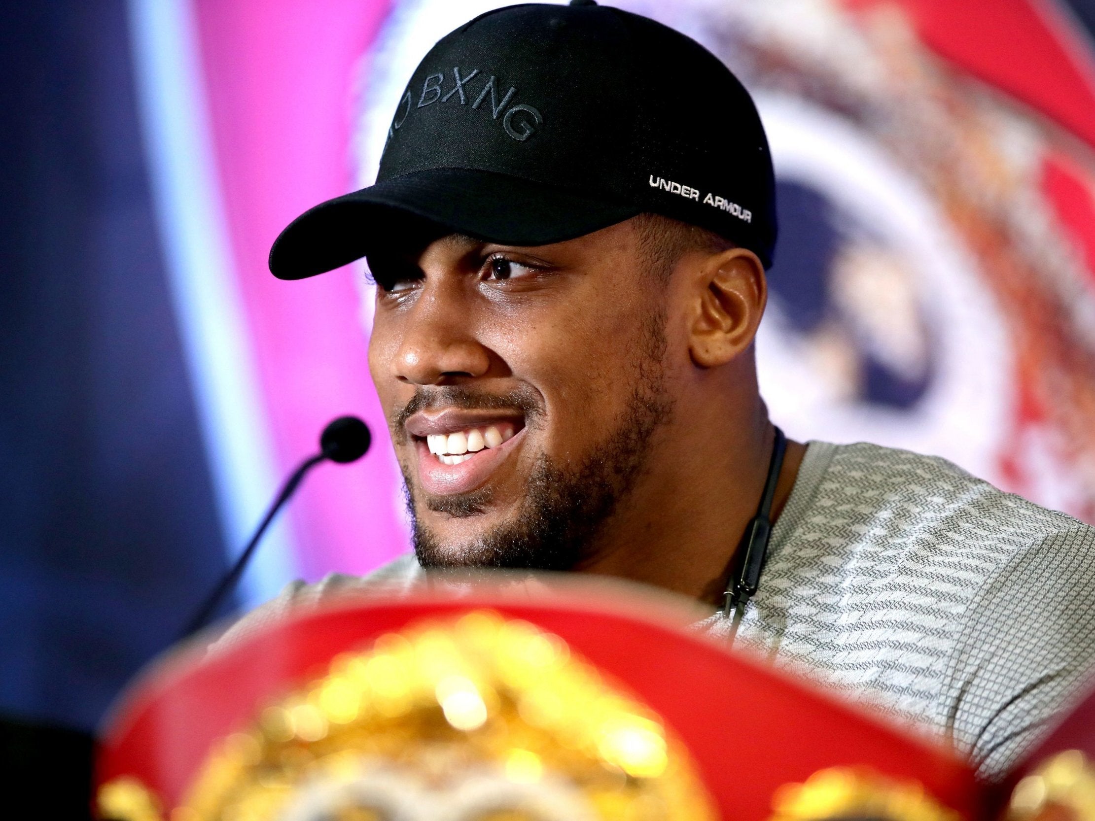 Anthony Joshua during the press conference